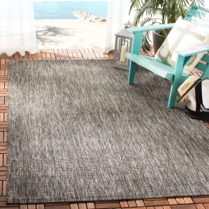 SAFAVIEH Courtyard Marolyn Indoor/Outdoor Waterproof Patio Rug - Black/Black - 4' x 5'7