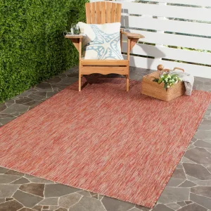 SAFAVIEH Courtyard Marolyn Indoor/Outdoor Waterproof Patio Rug - Red/Red - 4' x 5'7