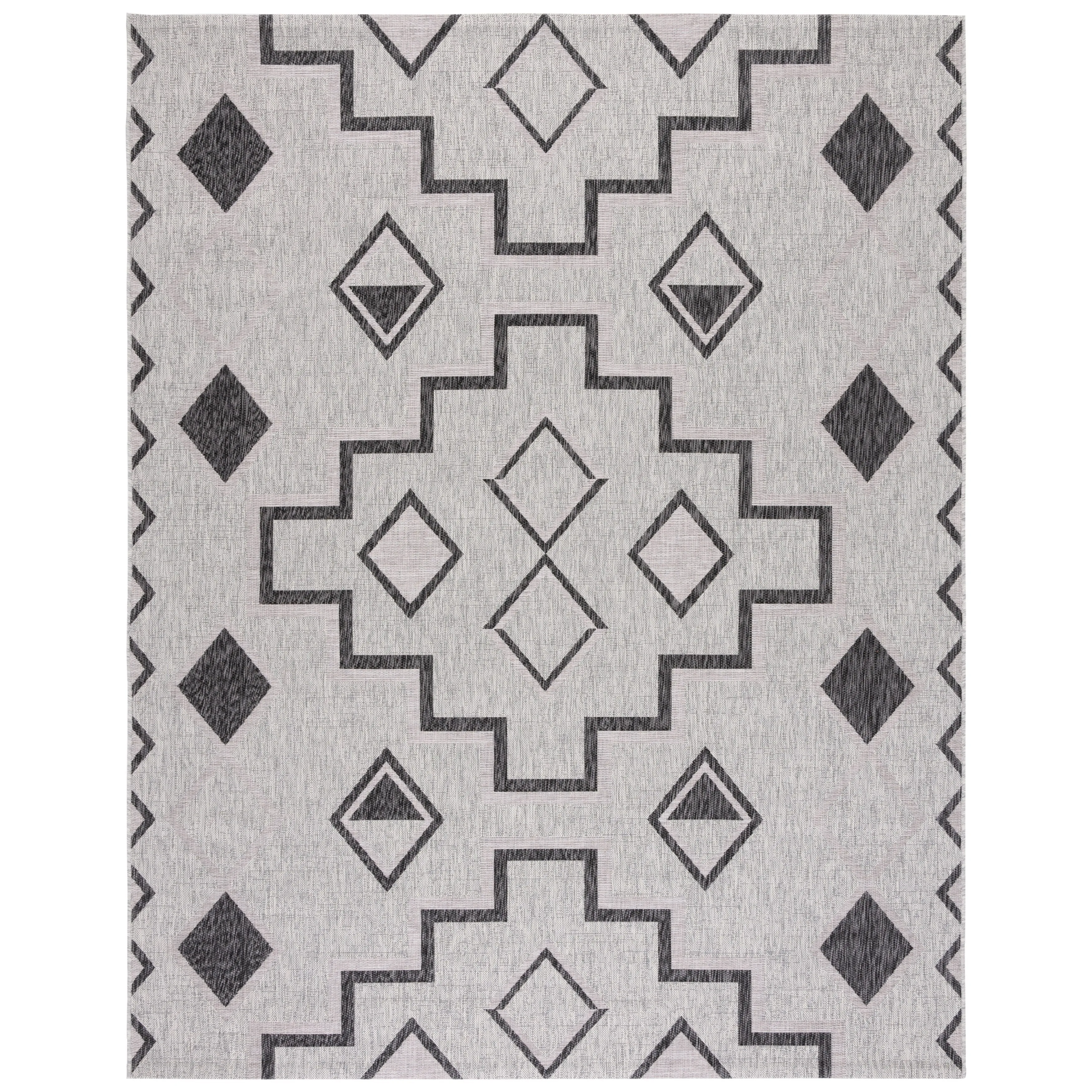 SAFAVIEH Courtyard Roseanne Indoor/ Outdoor Waterproof Patio Backyard Rug - Grey/Black - 8' x 11'