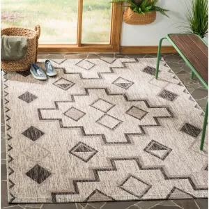 SAFAVIEH Courtyard Roseanne Indoor/ Outdoor Waterproof Patio Backyard Rug - Grey/Black - 8' x 11'