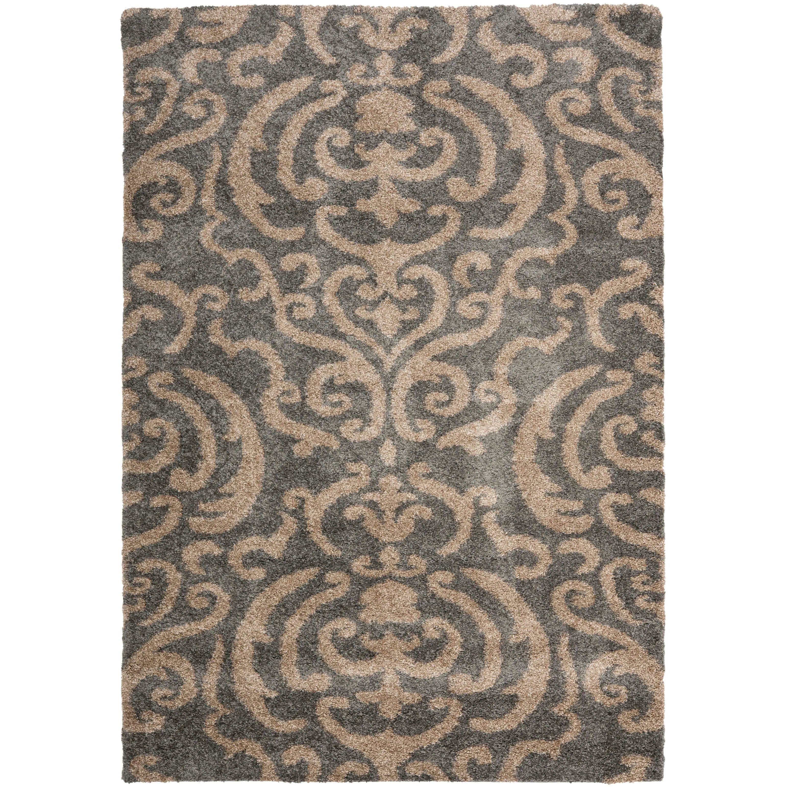 SAFAVIEH Florida Shag Frachia Ornate Damask 1.2-inch Thick Rug
