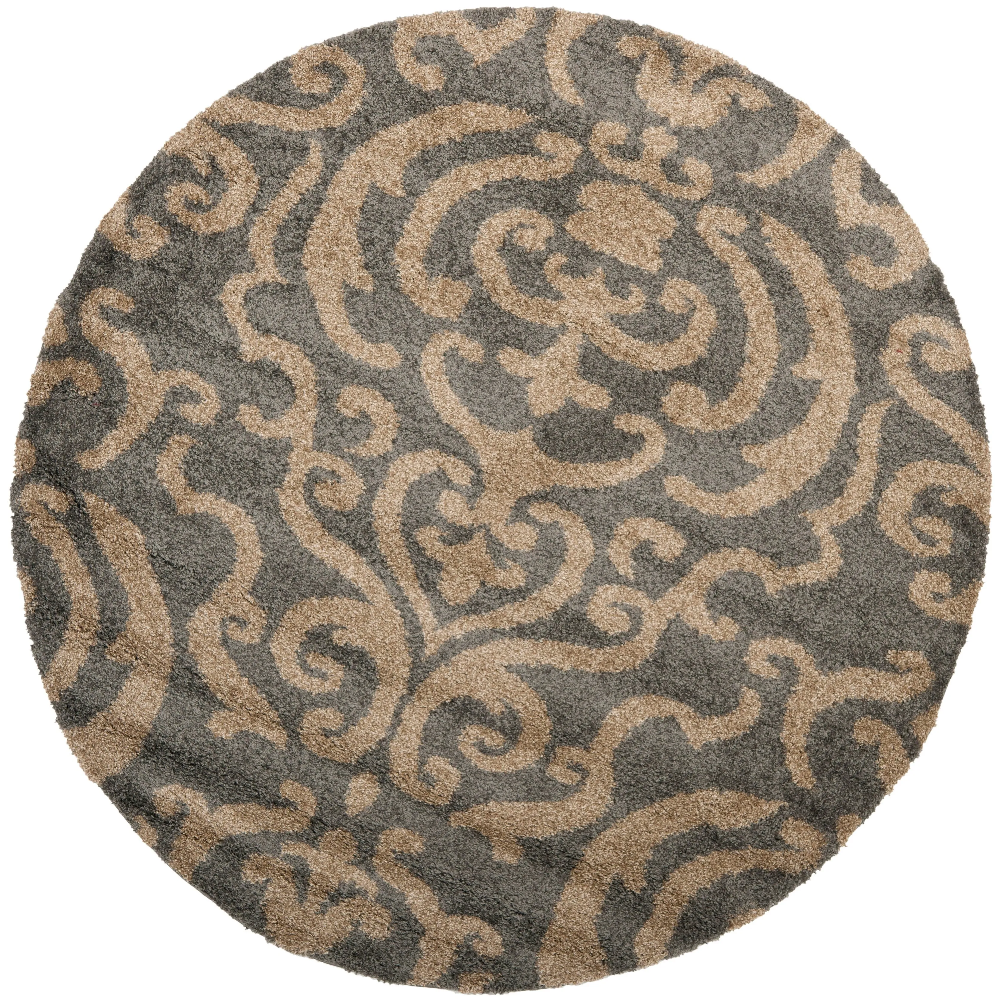 SAFAVIEH Florida Shag Frachia Ornate Damask 1.2-inch Thick Rug