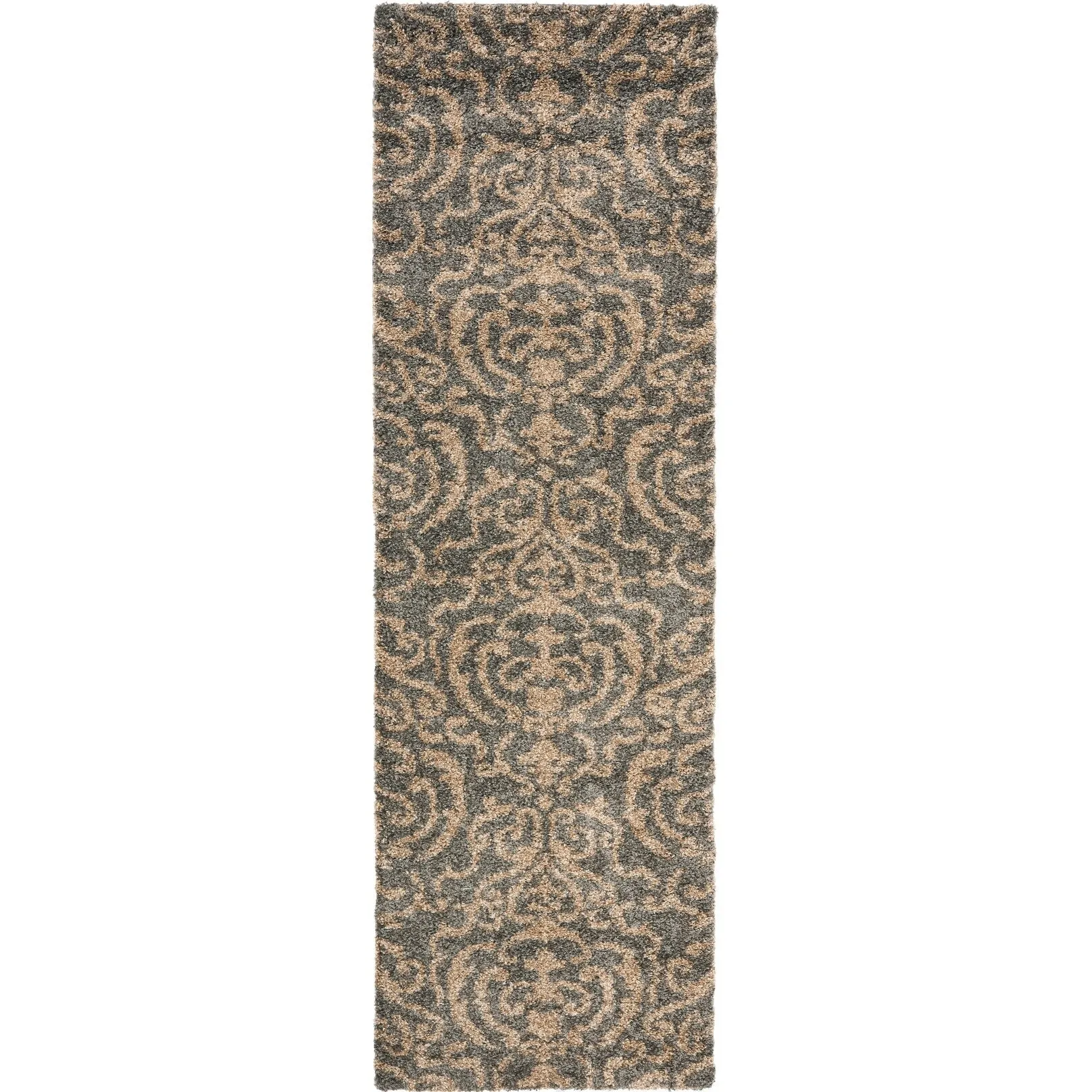 SAFAVIEH Florida Shag Frachia Ornate Damask 1.2-inch Thick Rug