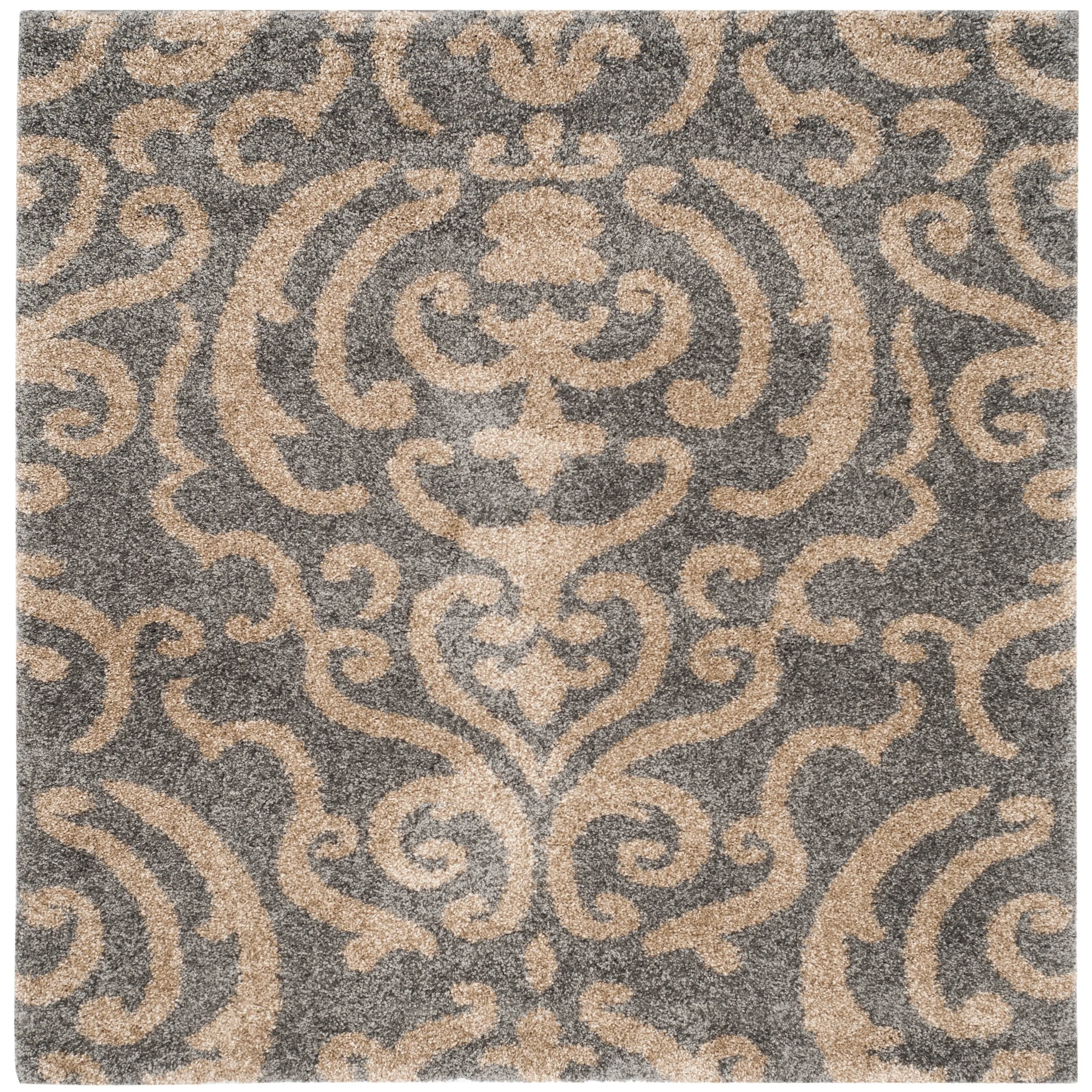 SAFAVIEH Florida Shag Frachia Ornate Damask 1.2-inch Thick Rug