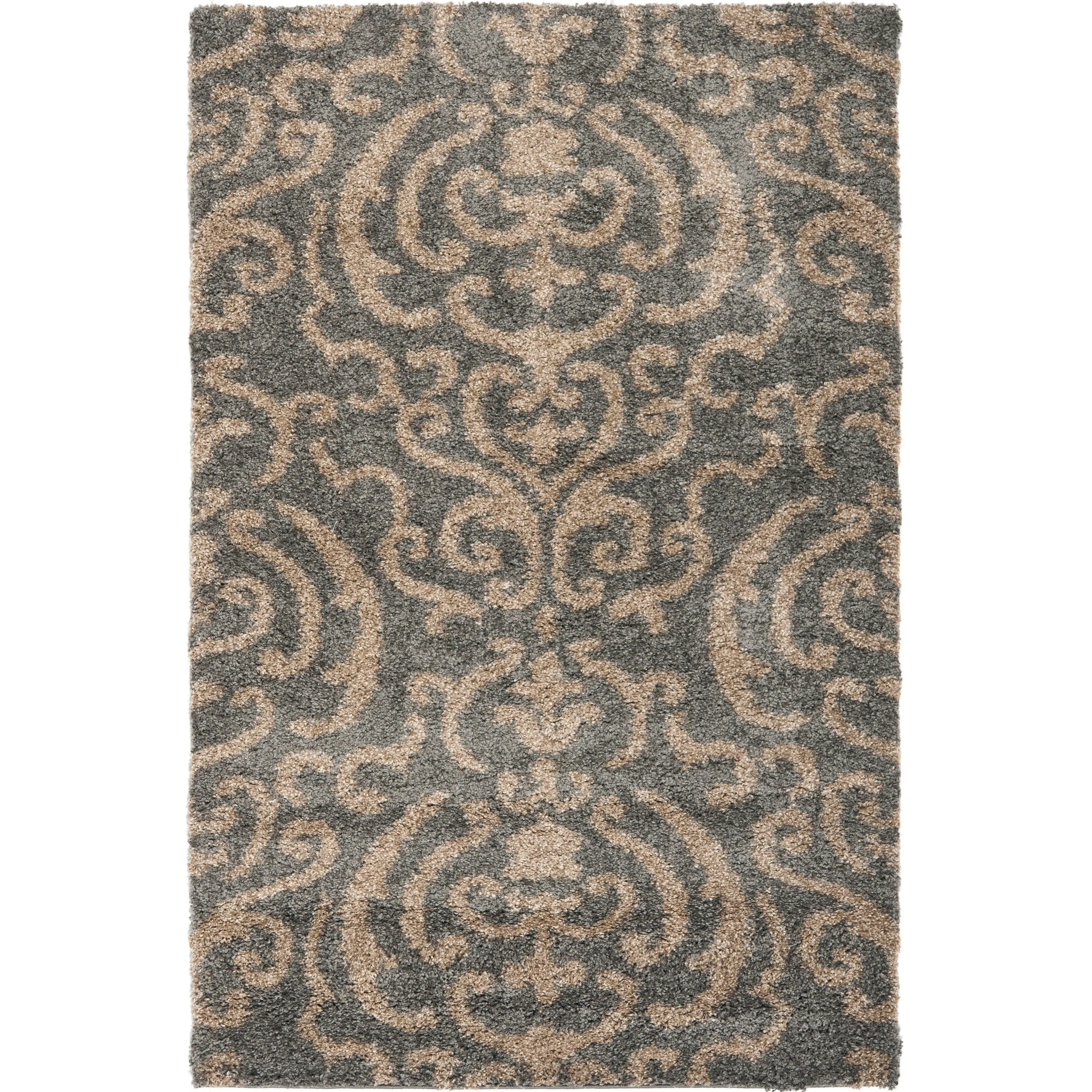 SAFAVIEH Florida Shag Frachia Ornate Damask 1.2-inch Thick Rug
