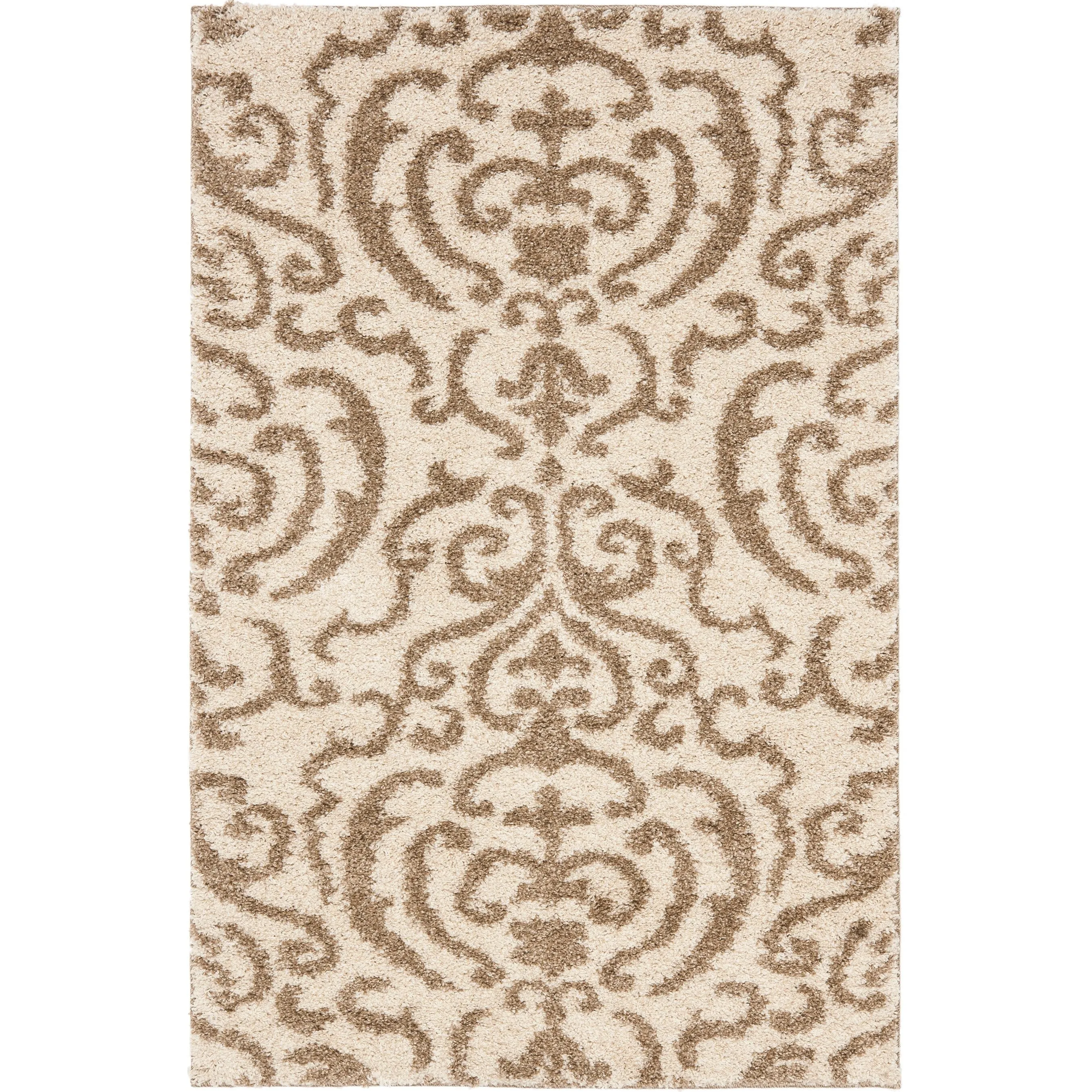 SAFAVIEH Florida Shag Frachia Ornate Damask 1.2-inch Thick Rug