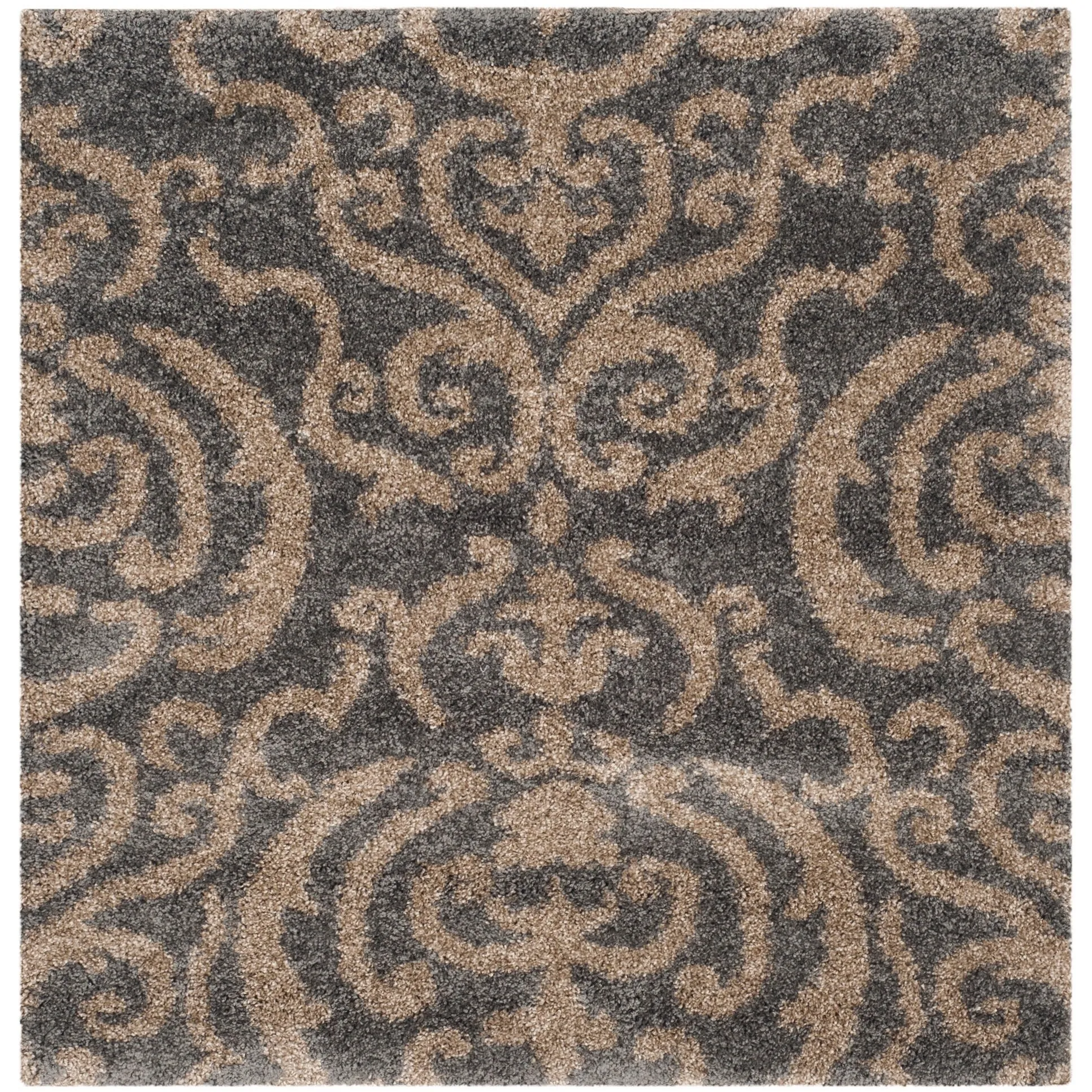 SAFAVIEH Florida Shag Frachia Ornate Damask 1.2-inch Thick Rug