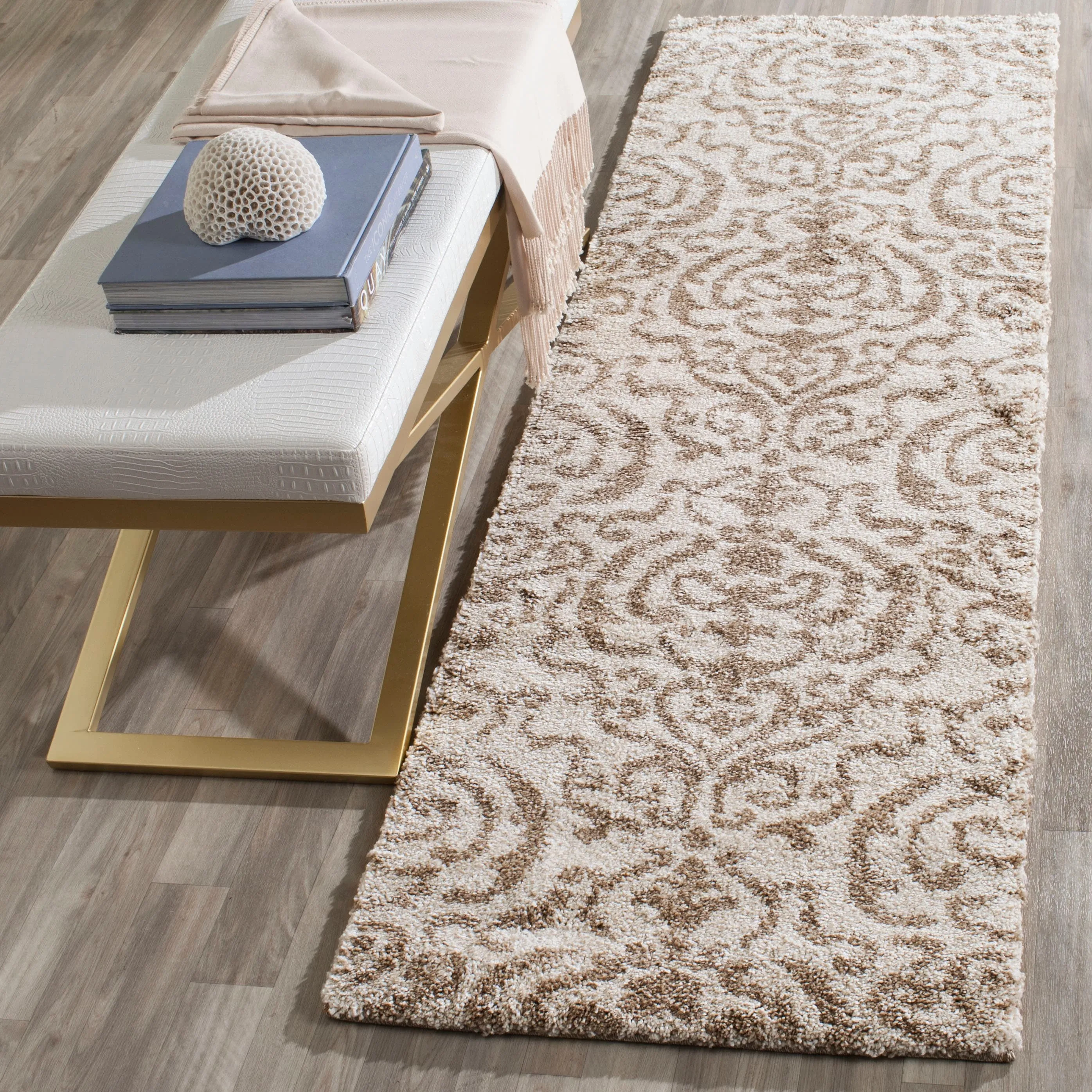 SAFAVIEH Florida Shag Frachia Ornate Damask 1.2-inch Thick Rug