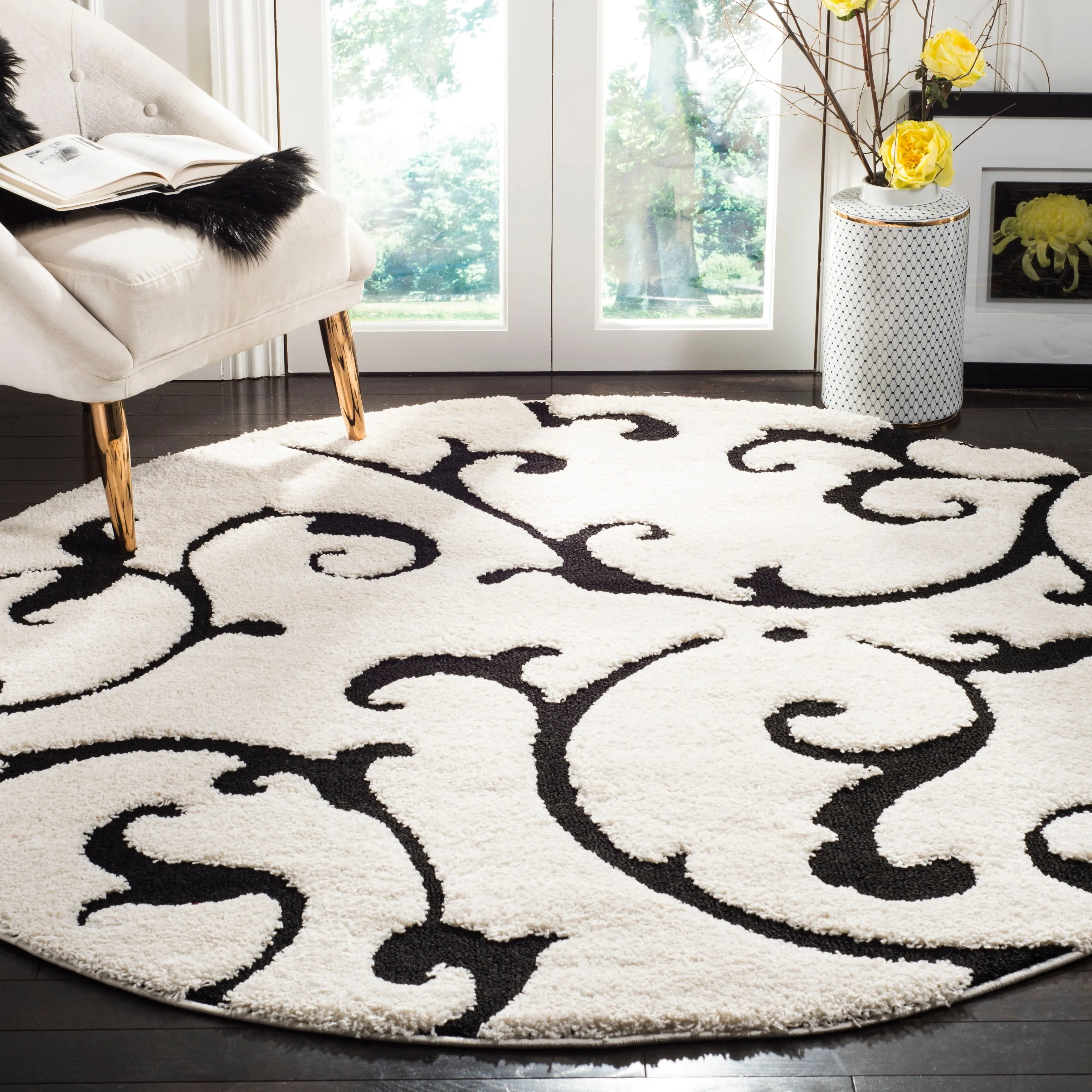 SAFAVIEH Florida Shag Hacer Scroll 1.2-inch Thick Rug