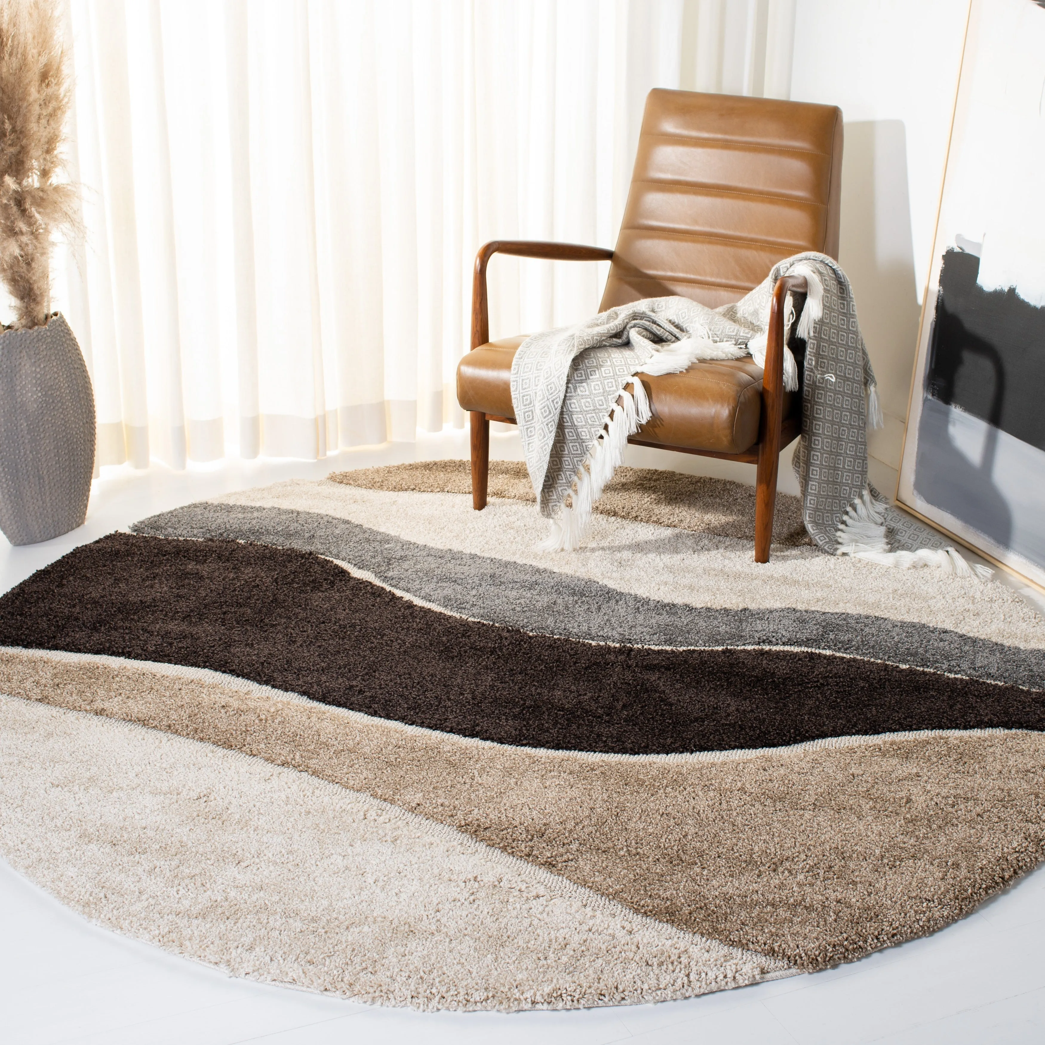 SAFAVIEH Florida Shag Melahat Abstract Wave 1.2-inch Thick Rug