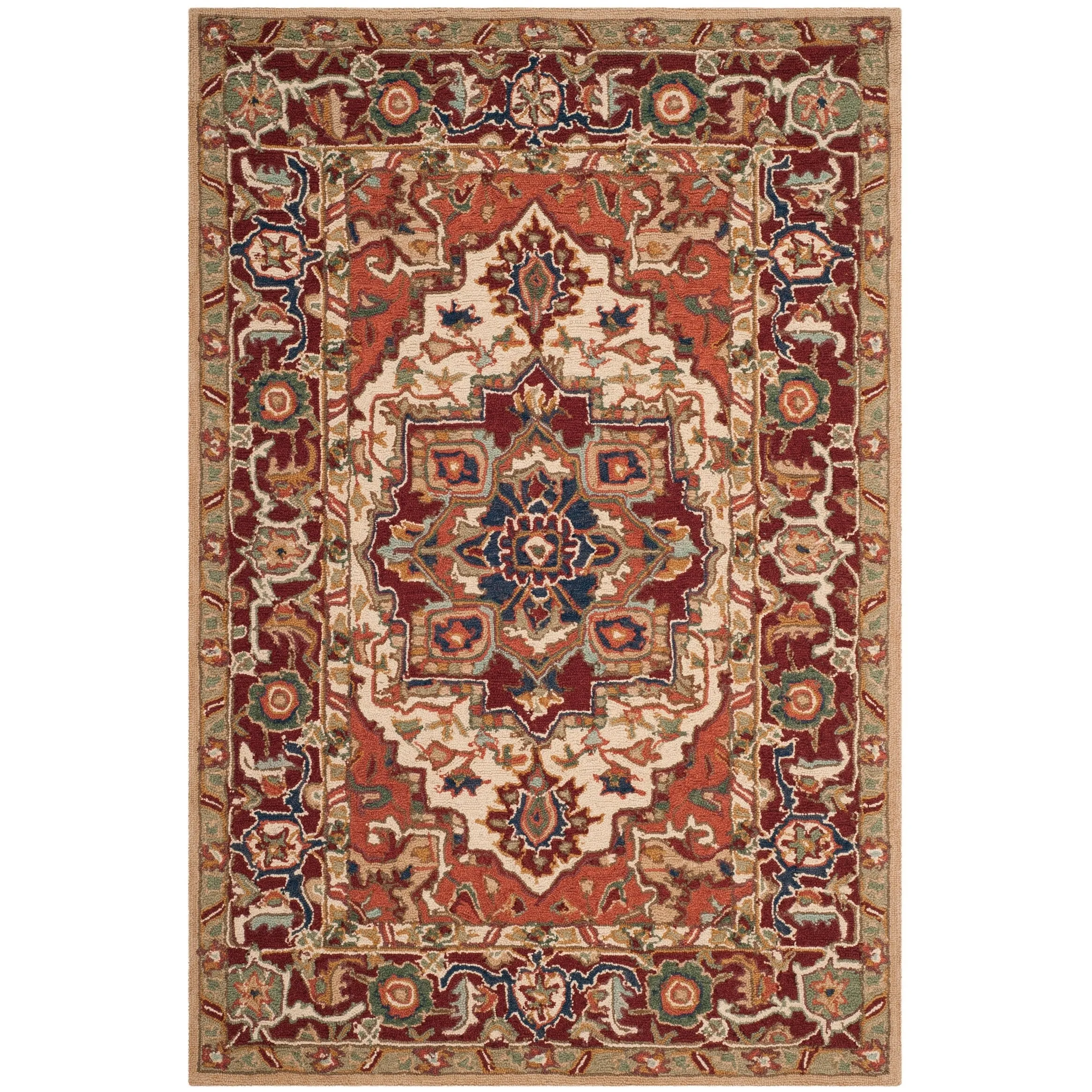 SAFAVIEH Hand-hooked Solbritt Red/ Ivory Wool Rug
