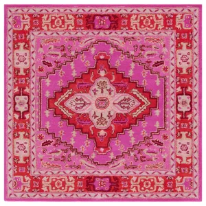 SAFAVIEH Handmade Bellagio Gracia Modern Oriental Wool Rug - Red/Pink - 5' Square