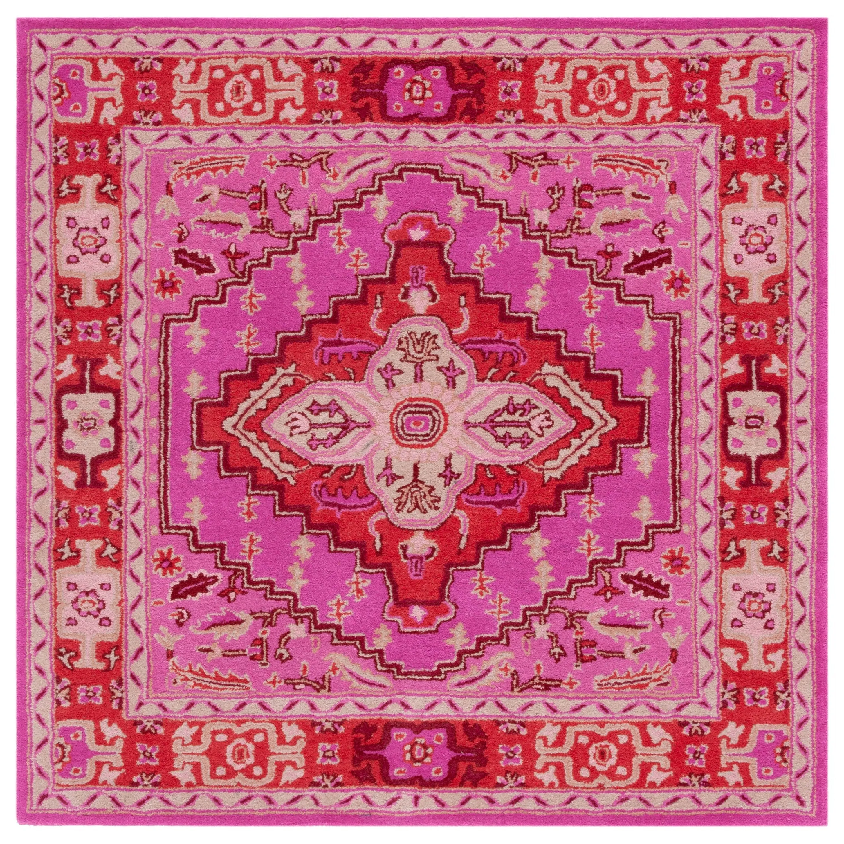 SAFAVIEH Handmade Bellagio Gracia Modern Oriental Wool Rug - Red/Pink - 5' Square