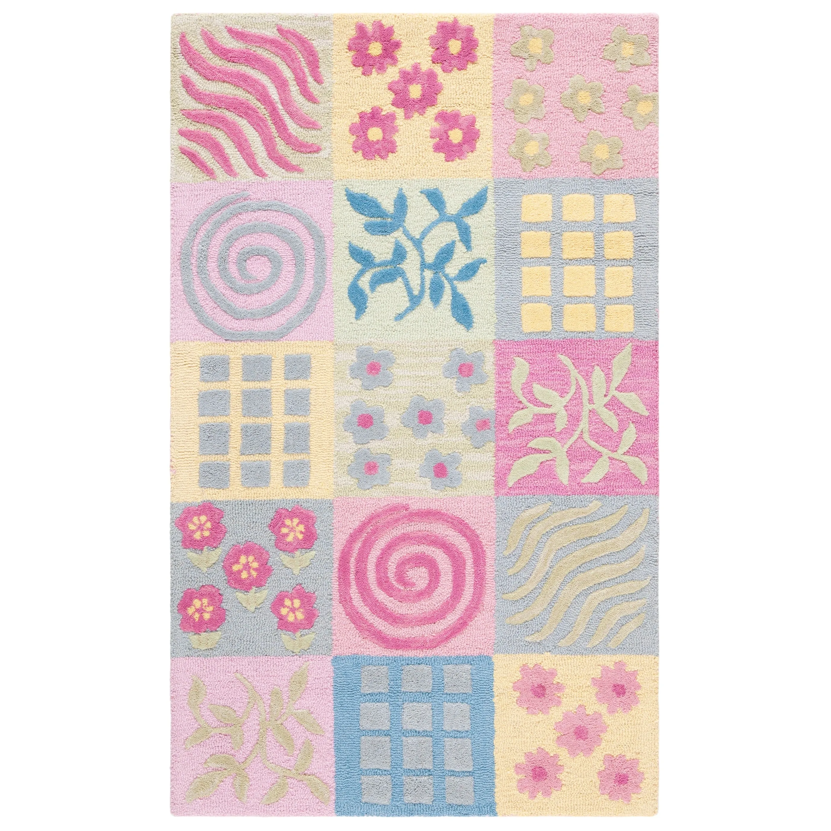 SAFAVIEH Handmade Children's Patchworks Bailee Pink New Zealand Wool Rug