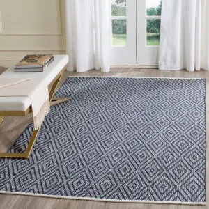 SAFAVIEH Handmade Flatweave Montauk Shkurte Cotton Rug - Navy/Ivory - 4' x 6'
