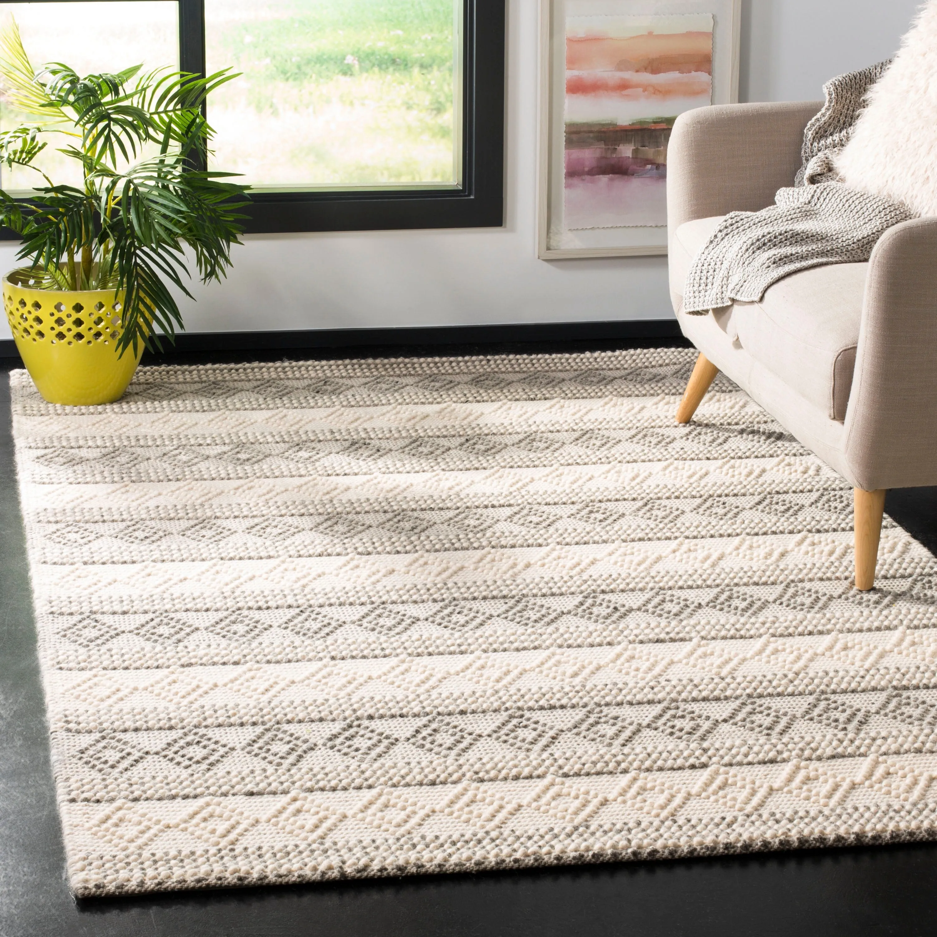 SAFAVIEH Handmade Natura Ajisa Wool Rug - Grey/Ivory - 6' x 9'