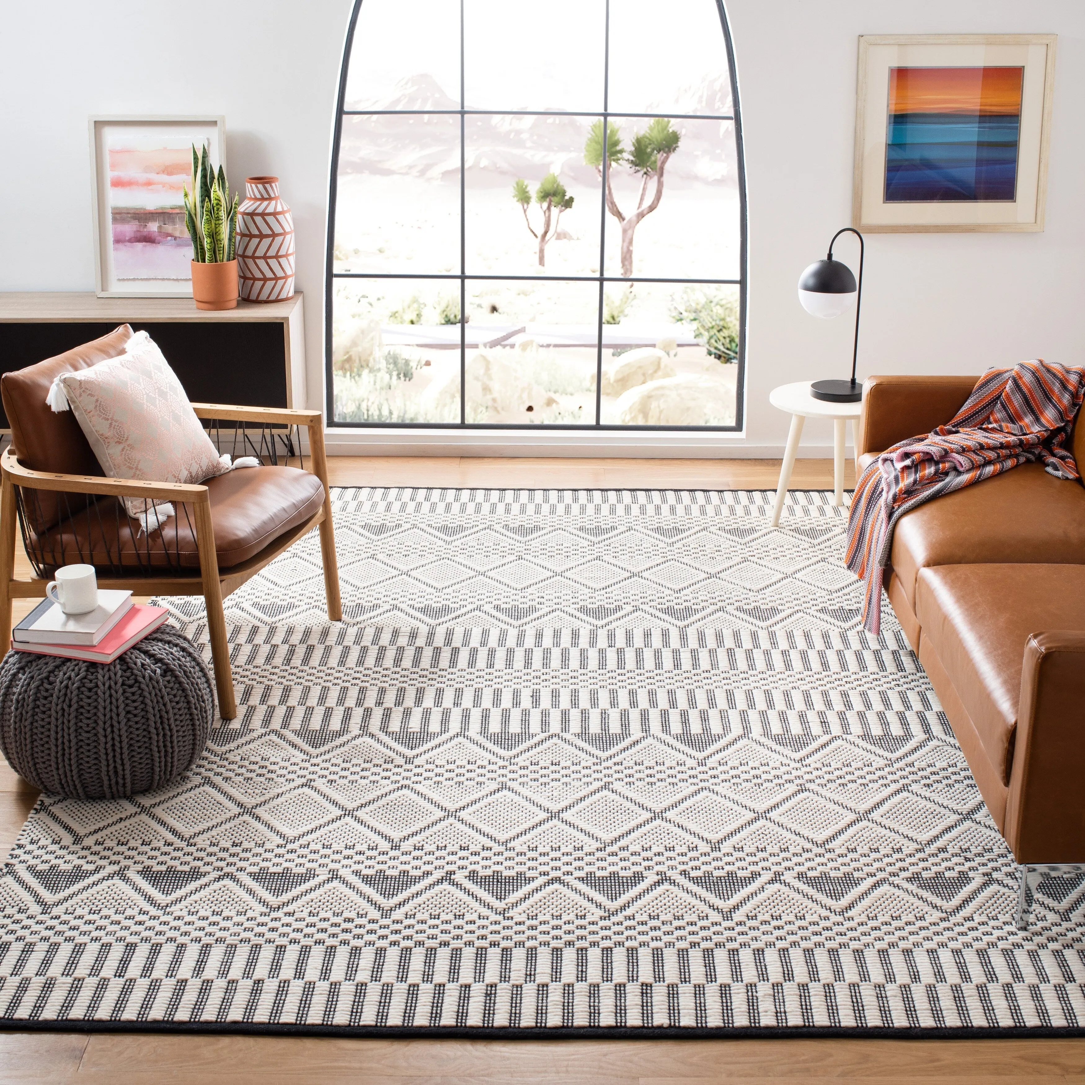 SAFAVIEH Handmade Natura Jinan Moroccan Wool Rug - Ivory/Black - 8' x 10'