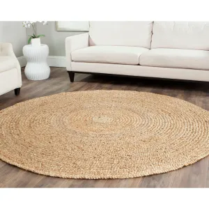 SAFAVIEH Handmade Natural Fiber Ritsuko Jute Rug with Fringe - Natural - 4' Round