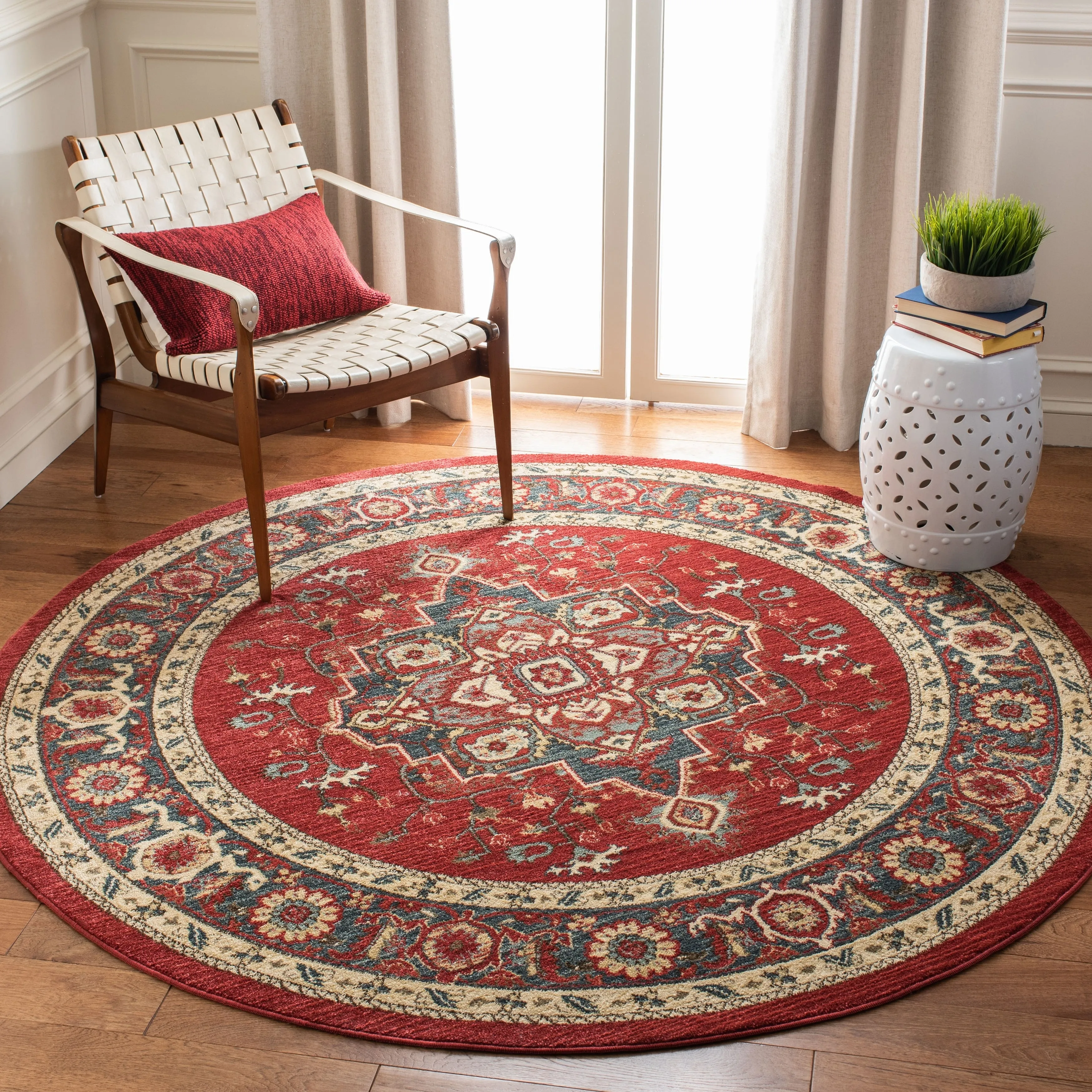 SAFAVIEH Mahal Beverley Traditional Grandeur Red/ Natural Rug