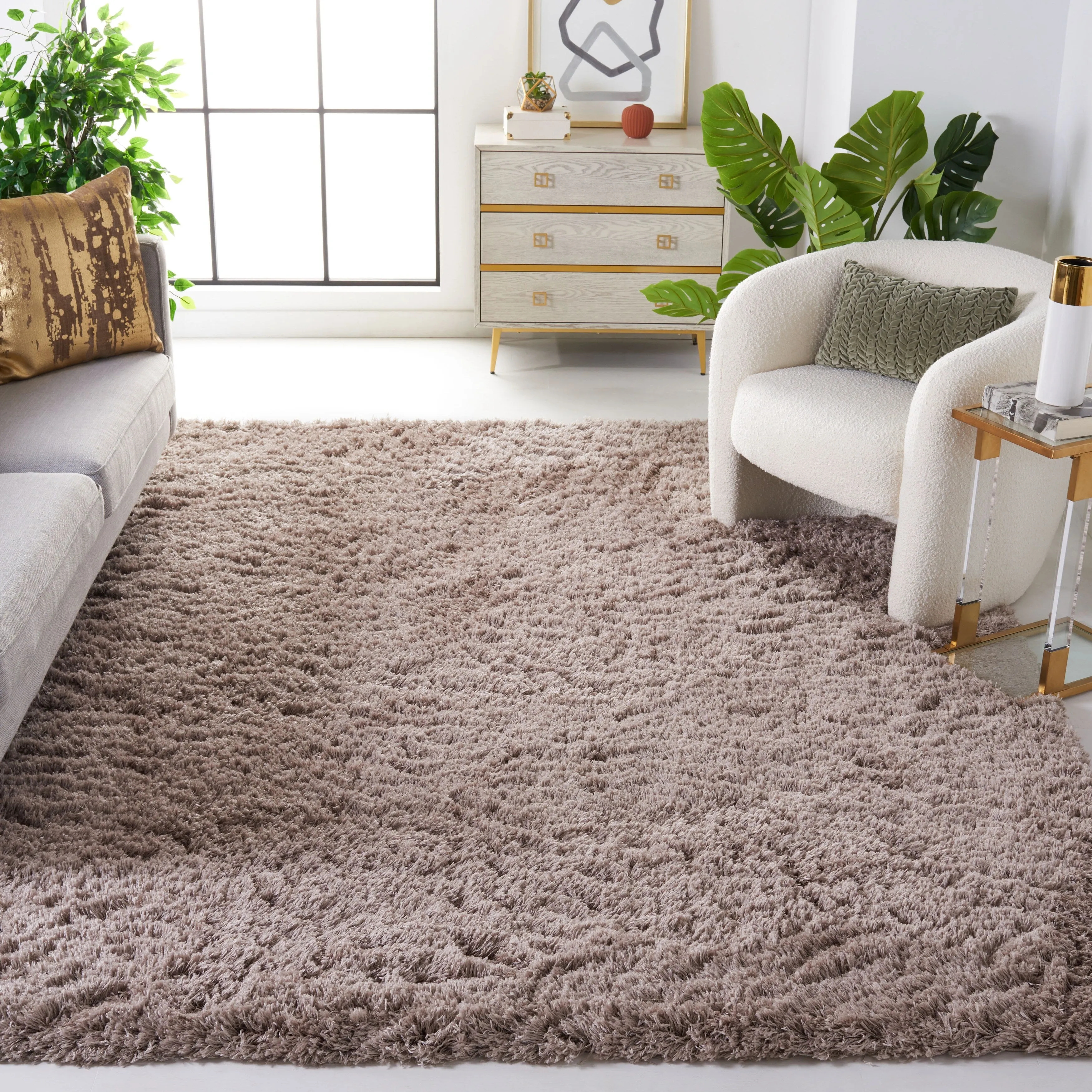 SAFAVIEH Polar Shag Alabama Glam Solid 3-inch Extra Thick