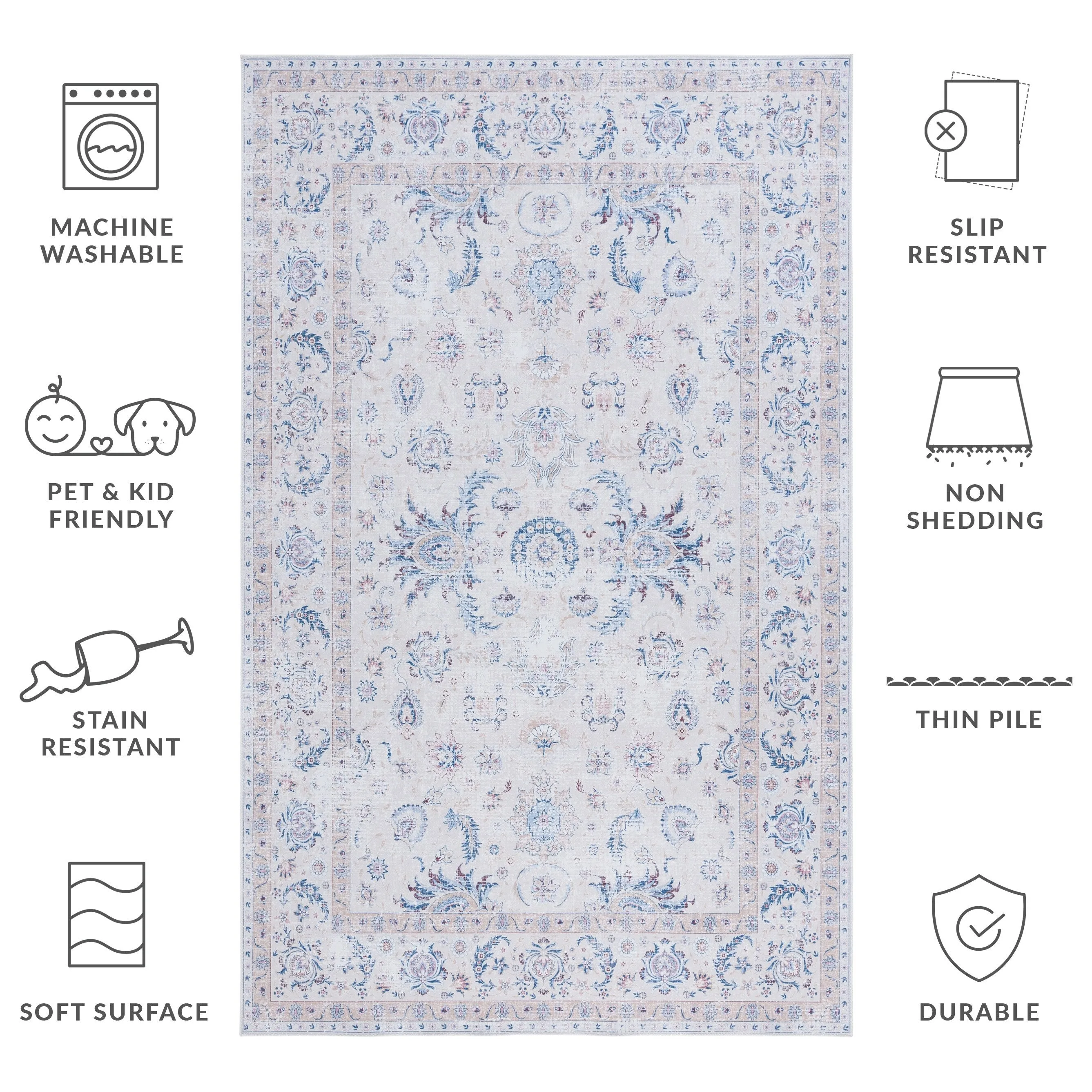 SAFAVIEH Tucson Wanda Transitional Machine Washable Rug