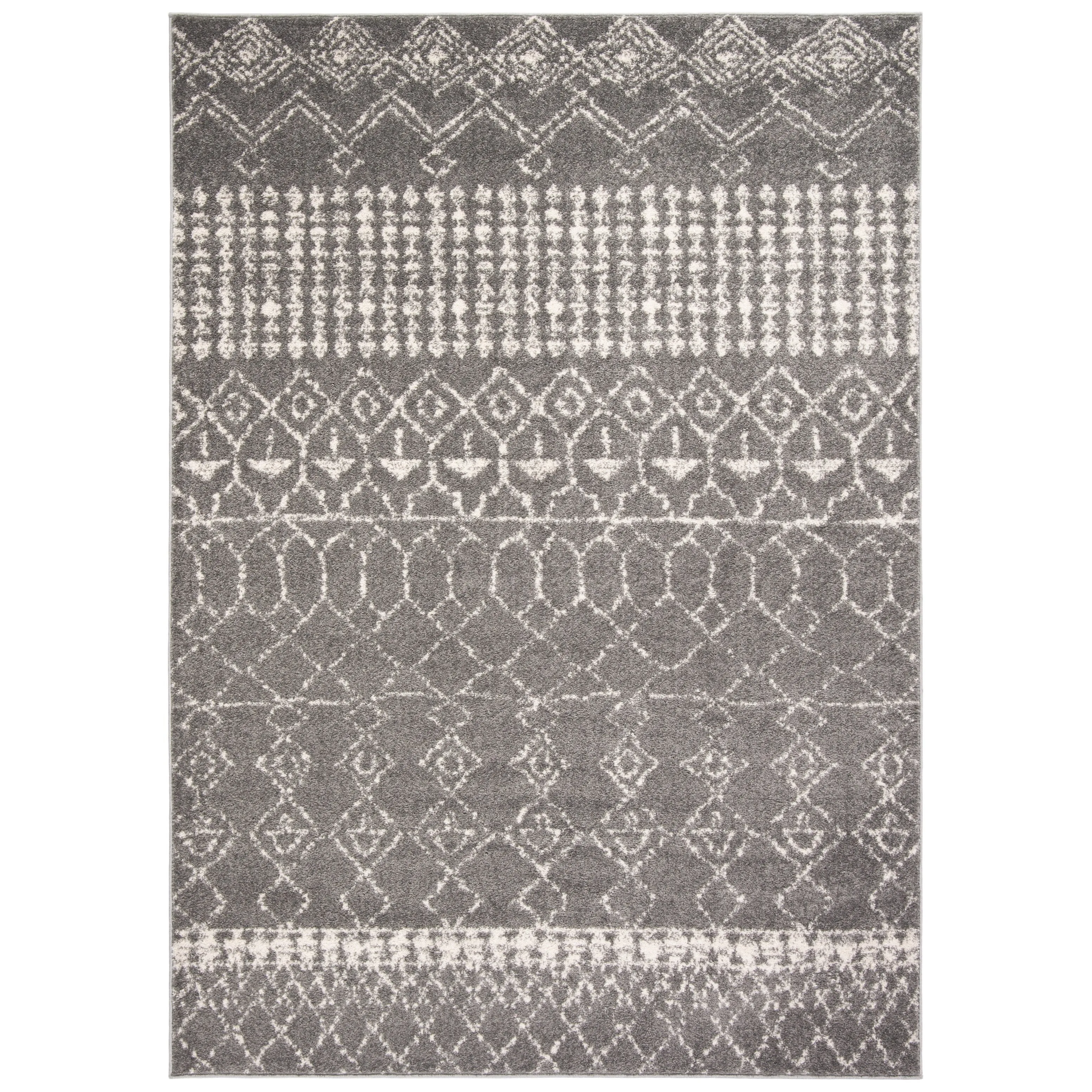 SAFAVIEH Tulum Giorgina Rustic Moroccan Boho Tribal Rug - Grey/Ivory - 4' x 6'