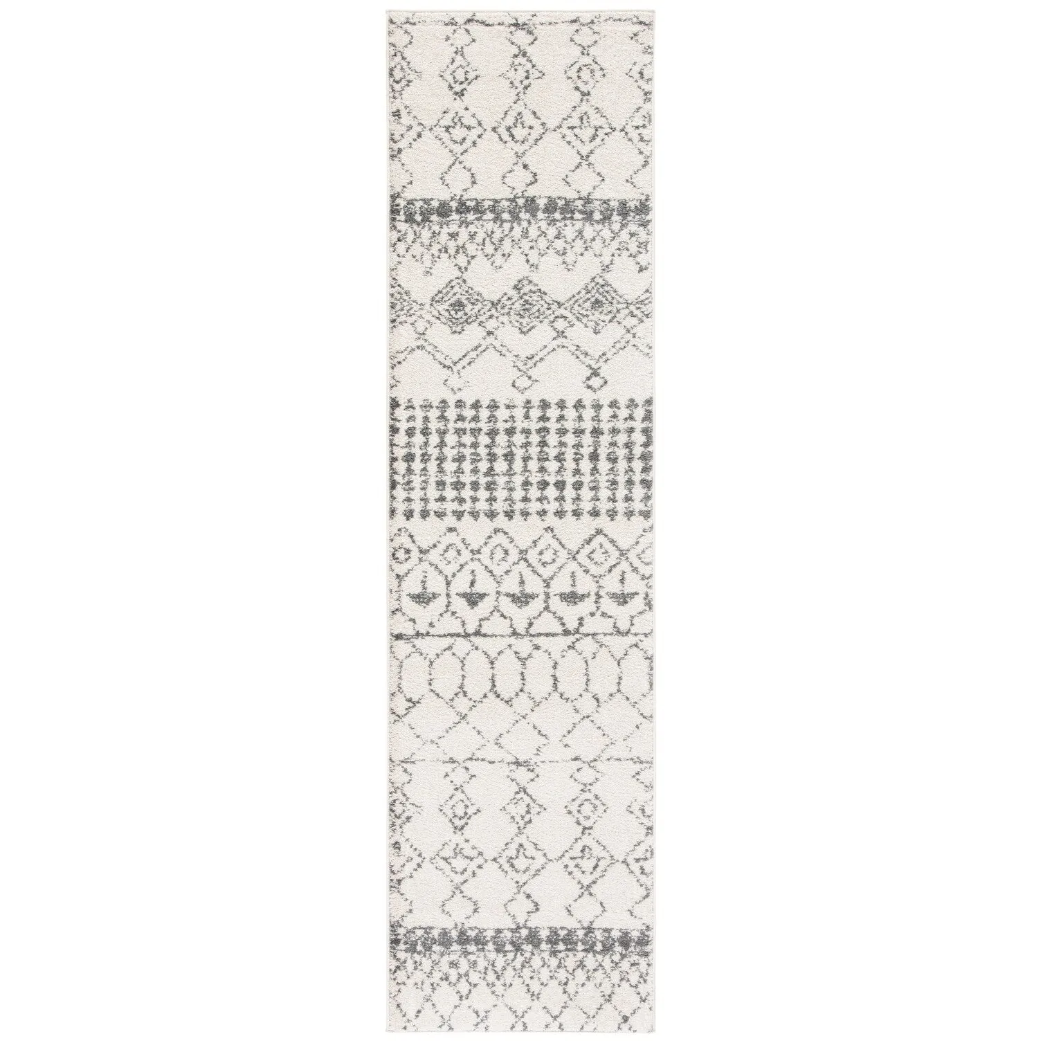 SAFAVIEH Tulum Giorgina Rustic Moroccan Boho Tribal Rug - Ivory/Grey - 2' x 13'