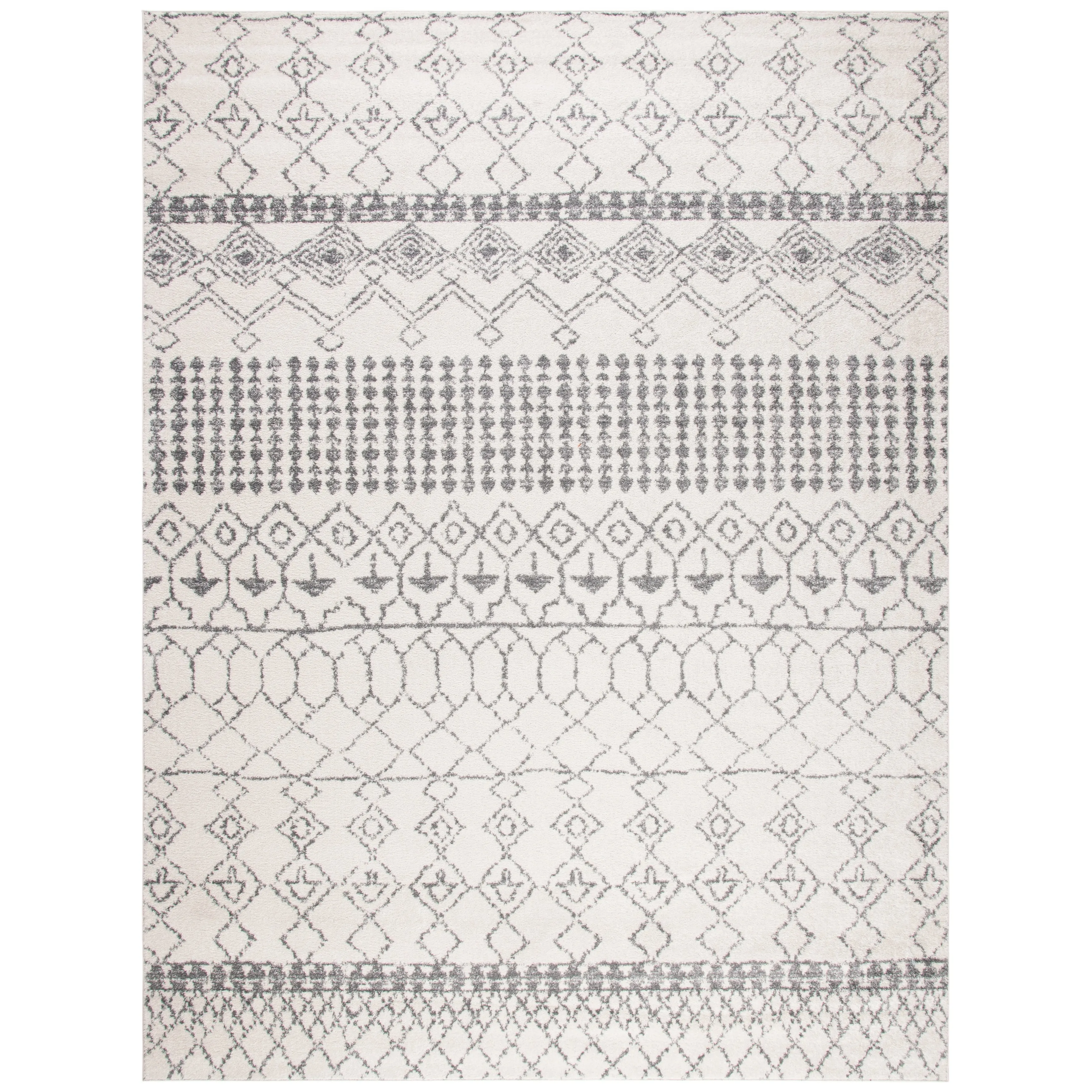 SAFAVIEH Tulum Giorgina Rustic Moroccan Boho Tribal Rug - Ivory/Grey - 9' x 12'