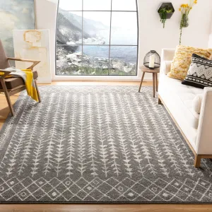 SAFAVIEH Tulum Sharie Moroccan Boho Rug - Dark Grey/Ivory - 5' Square