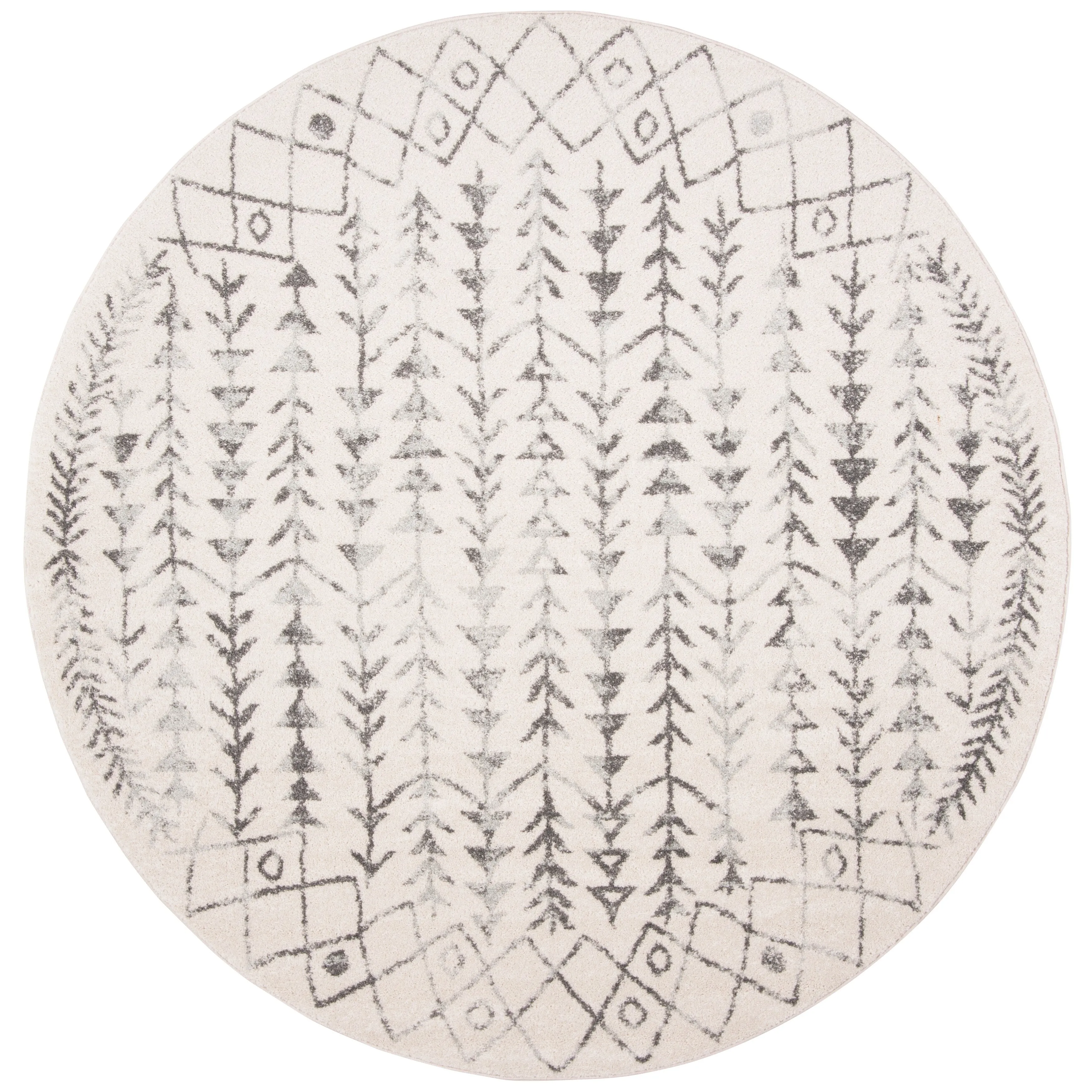 SAFAVIEH Tulum Sharie Moroccan Boho Rug - Ivory/Grey - 5' Round