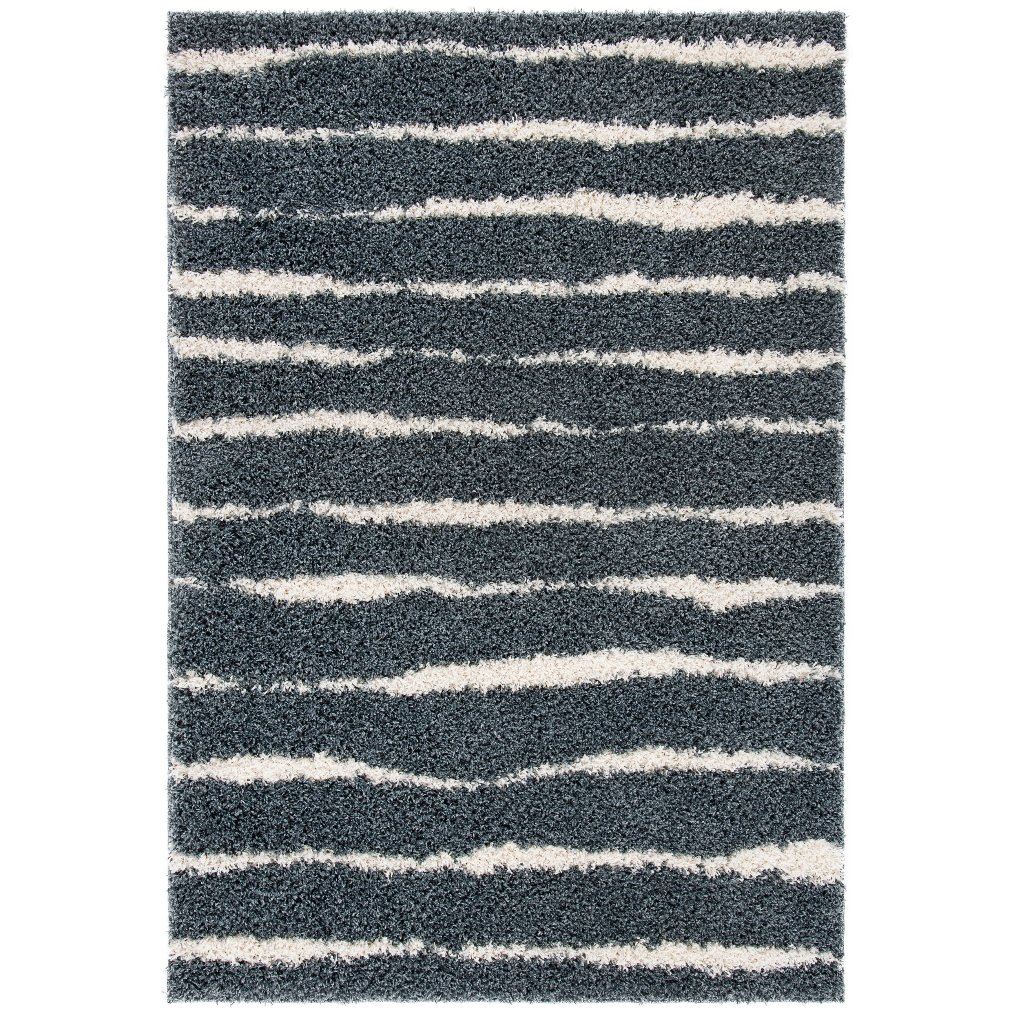 SAFAVIEH Venus Shag Moeidur 1.75-inch Thick Rug - Dark Grey/Ivory - 5' 3 x 7' 6