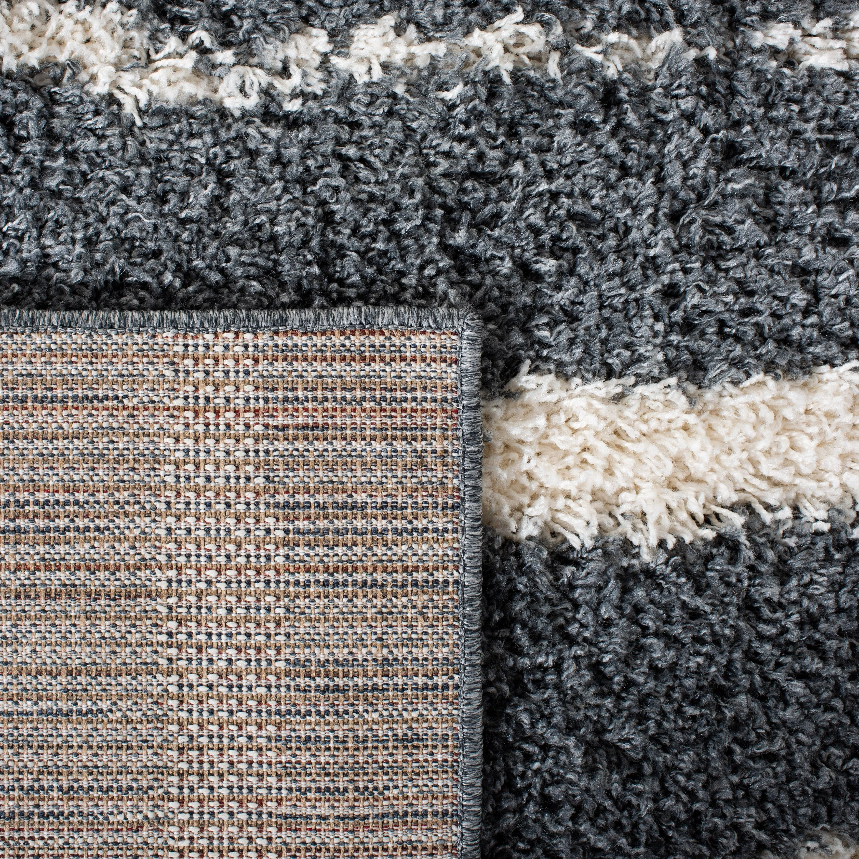 SAFAVIEH Venus Shag Moeidur 1.75-inch Thick Rug - Dark Grey/Ivory - 5' 3 x 7' 6