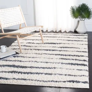 SAFAVIEH Venus Shag Moeidur 1.75-inch Thick Rug - Ivory/Dark Grey - 5' 3 x 7' 6