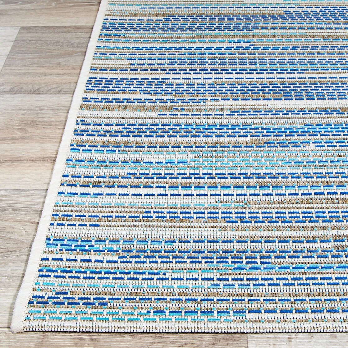 Samantha Cannes Azure Blue Ivory Indoor Outdoor Area Rug