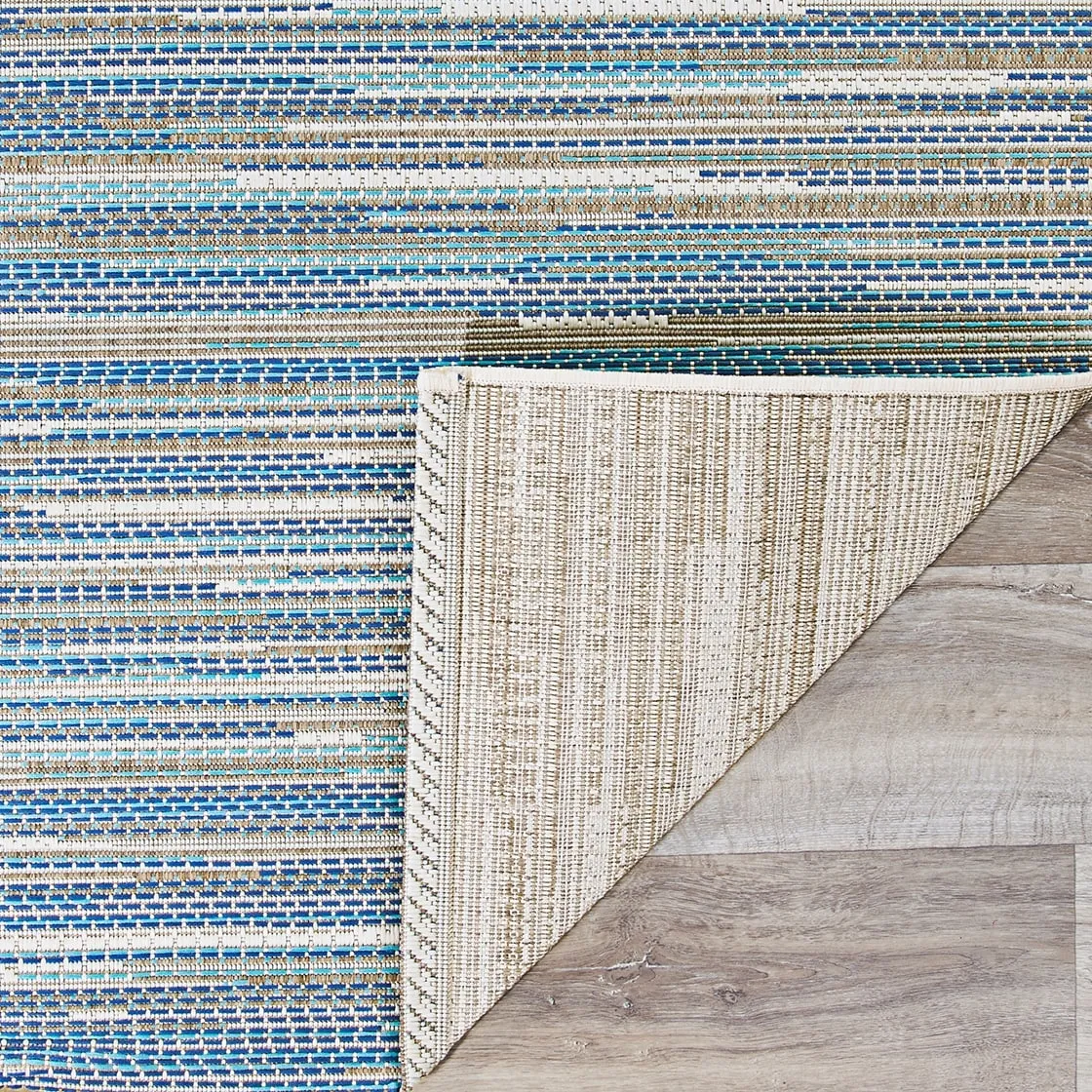 Samantha Cannes Azure Blue Ivory Indoor Outdoor Area Rug