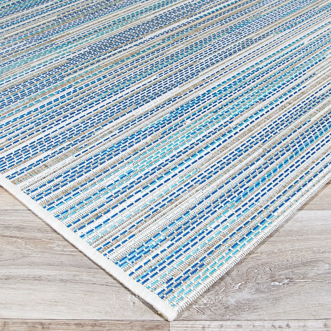 Samantha Cannes Azure Blue Ivory Indoor Outdoor Area Rug