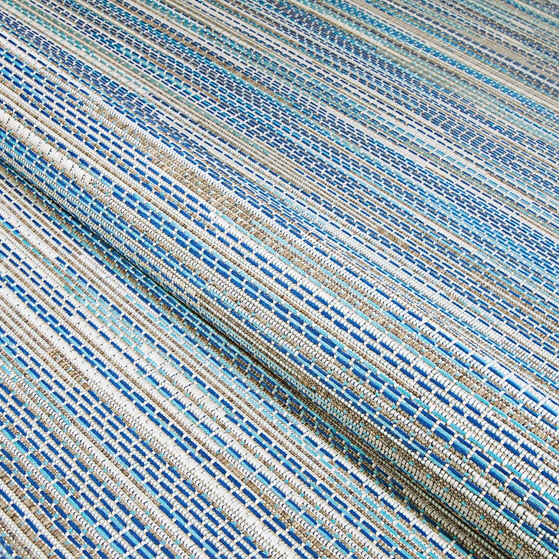 Samantha Cannes Azure Blue Ivory Indoor Outdoor Area Rug