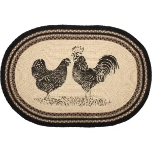 Sawyer Mill Charcoal Poultry Jute Rug Oval w/ Pad 20x30