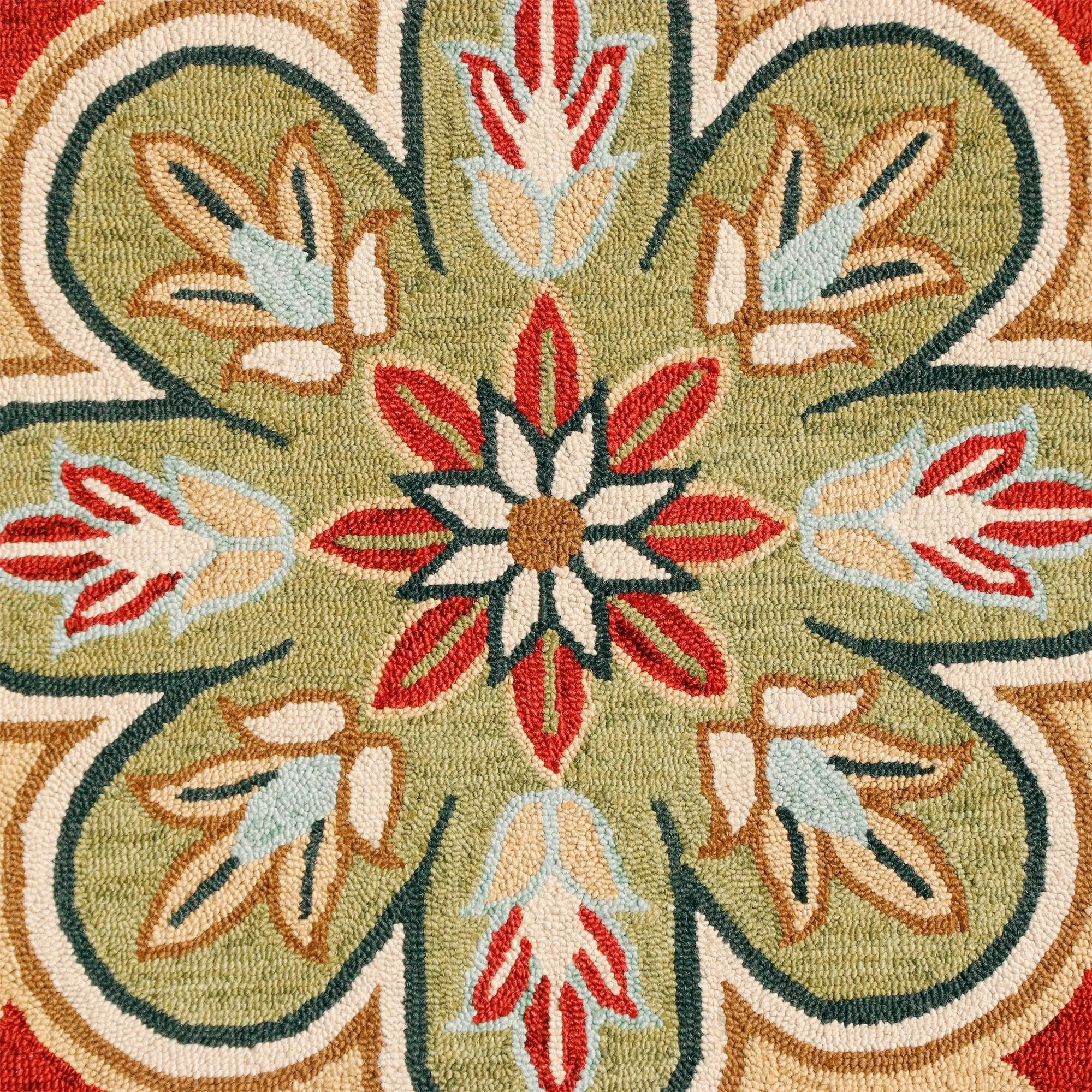 Sevita Dana Aqua Blue/Gray Bohemian Medallion Hand-Tufted Wool Round Rug