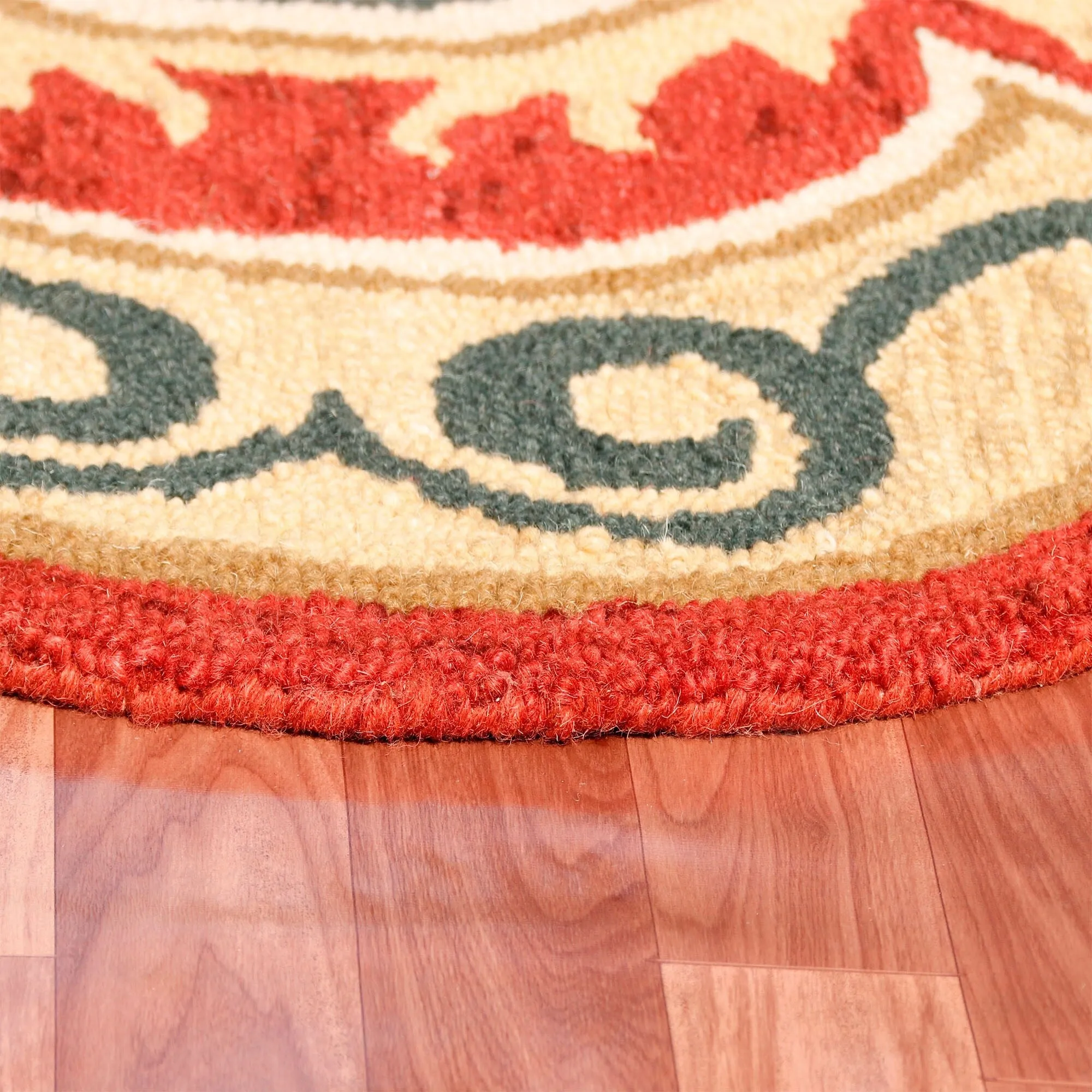 Sevita Dana Aqua Blue/Gray Bohemian Medallion Hand-Tufted Wool Round Rug
