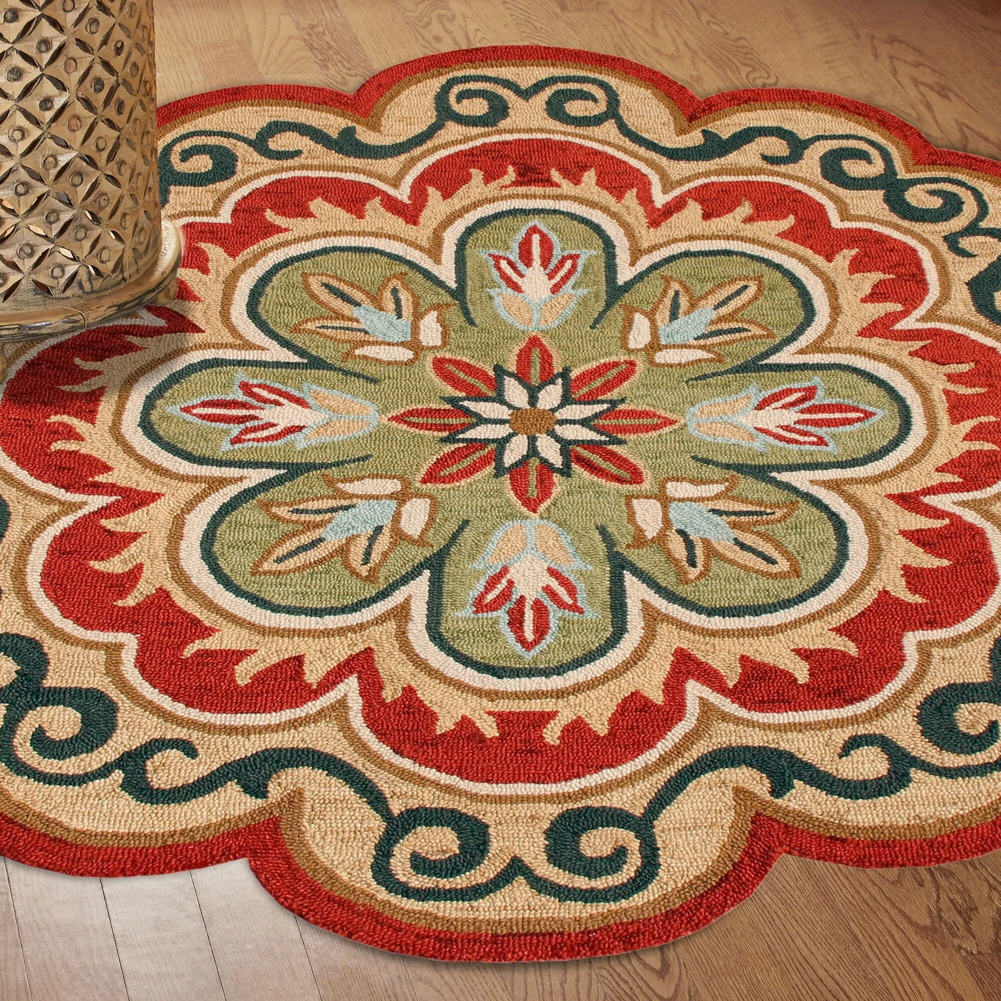 Sevita Dana Aqua Blue/Gray Bohemian Medallion Hand-Tufted Wool Round Rug