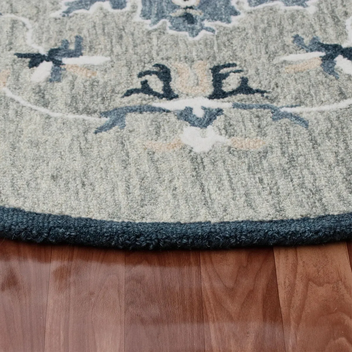 Sevita Grey/Blue Medallion Round Area Rug
