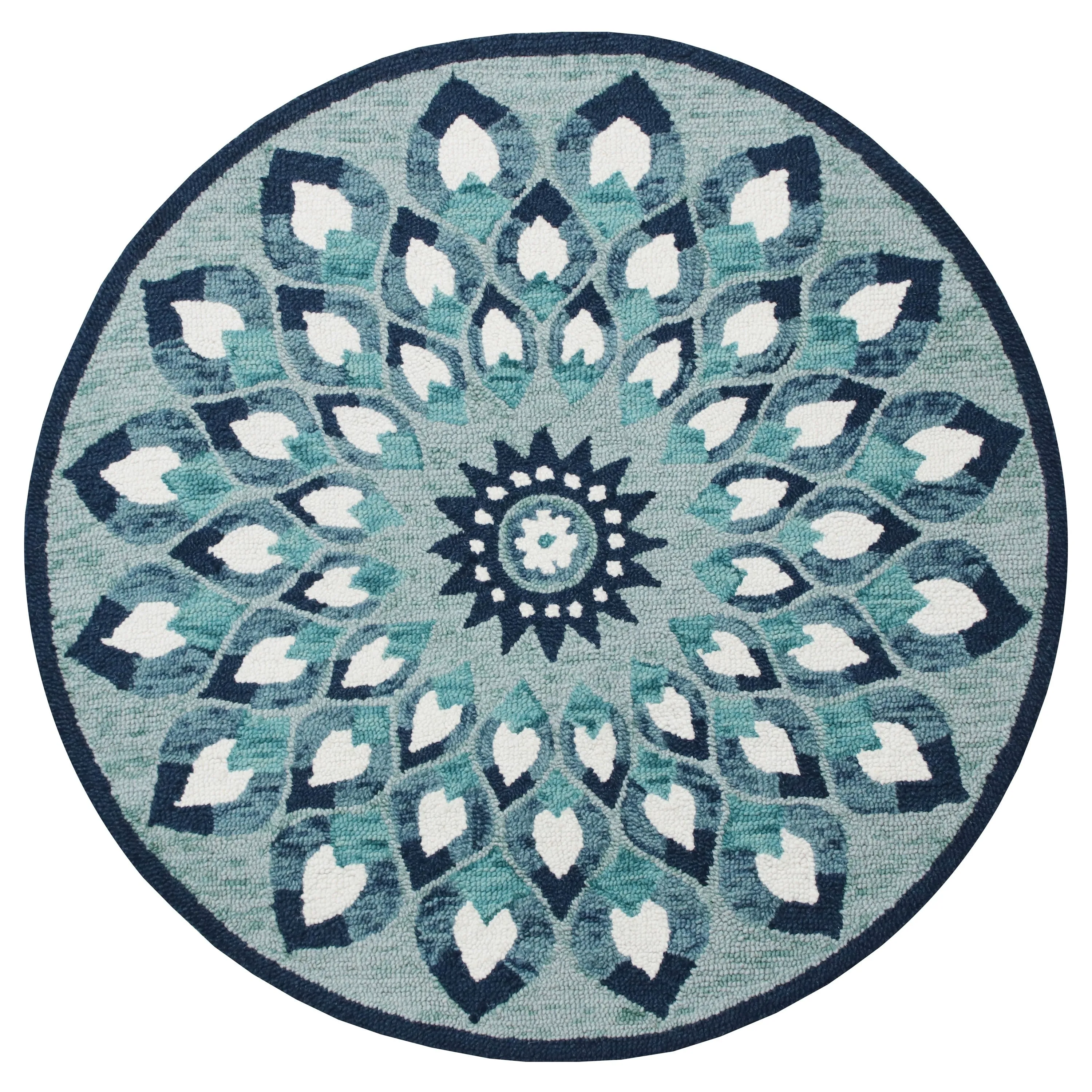 Sevita Hand Tufted Feathering Floral Round Rug