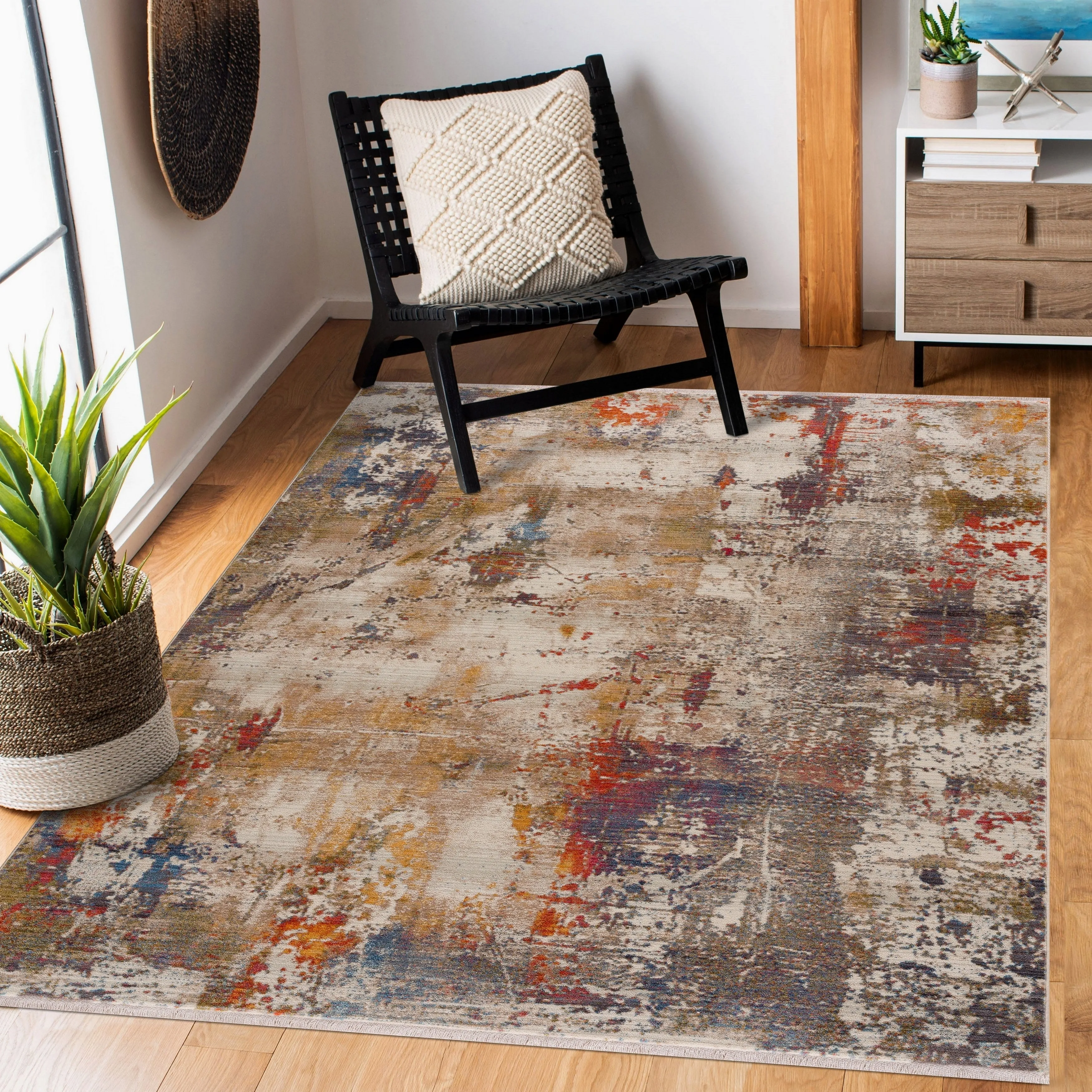 Sevita Modern Distressed Abstract Area Rug