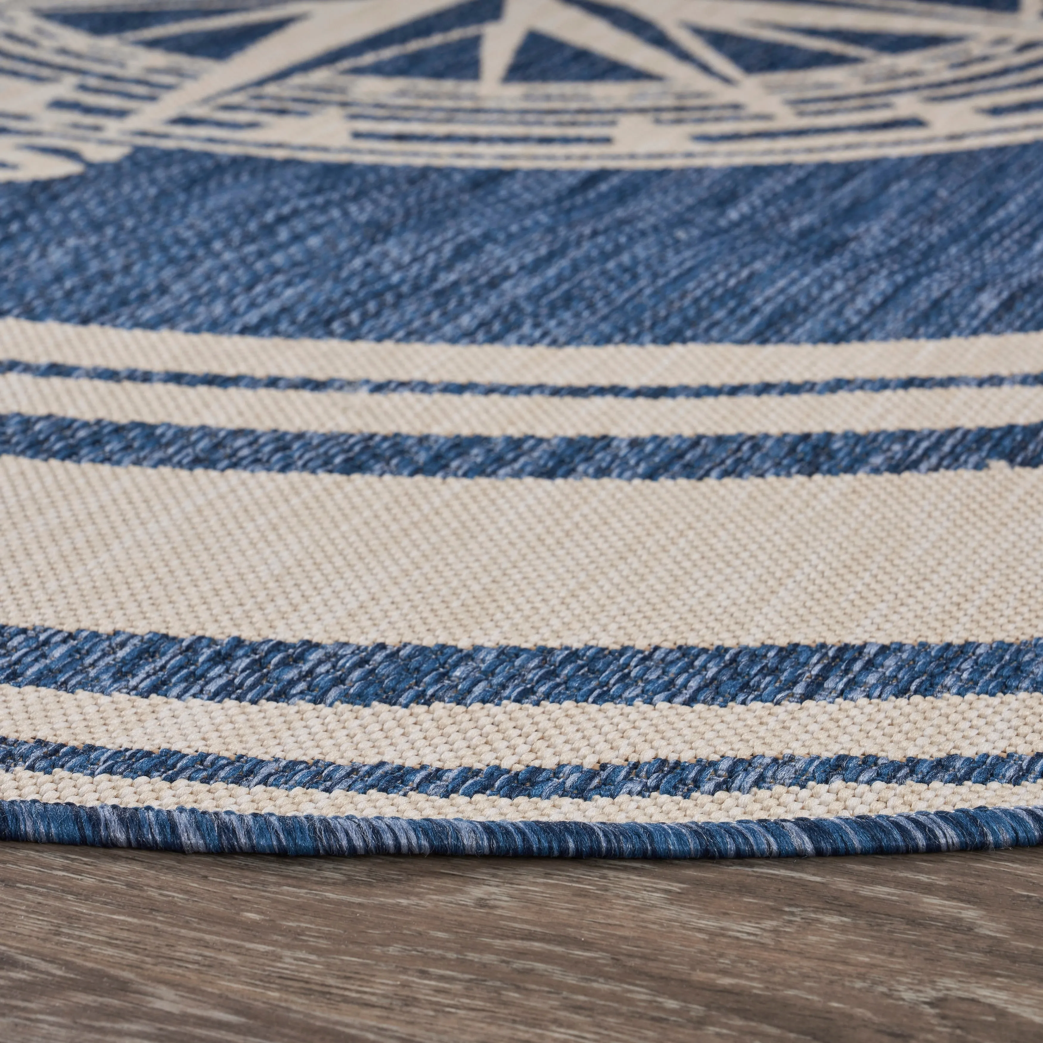 Sevita Navy Blue/White Nautical Navigation Indoor Outdoor Rug