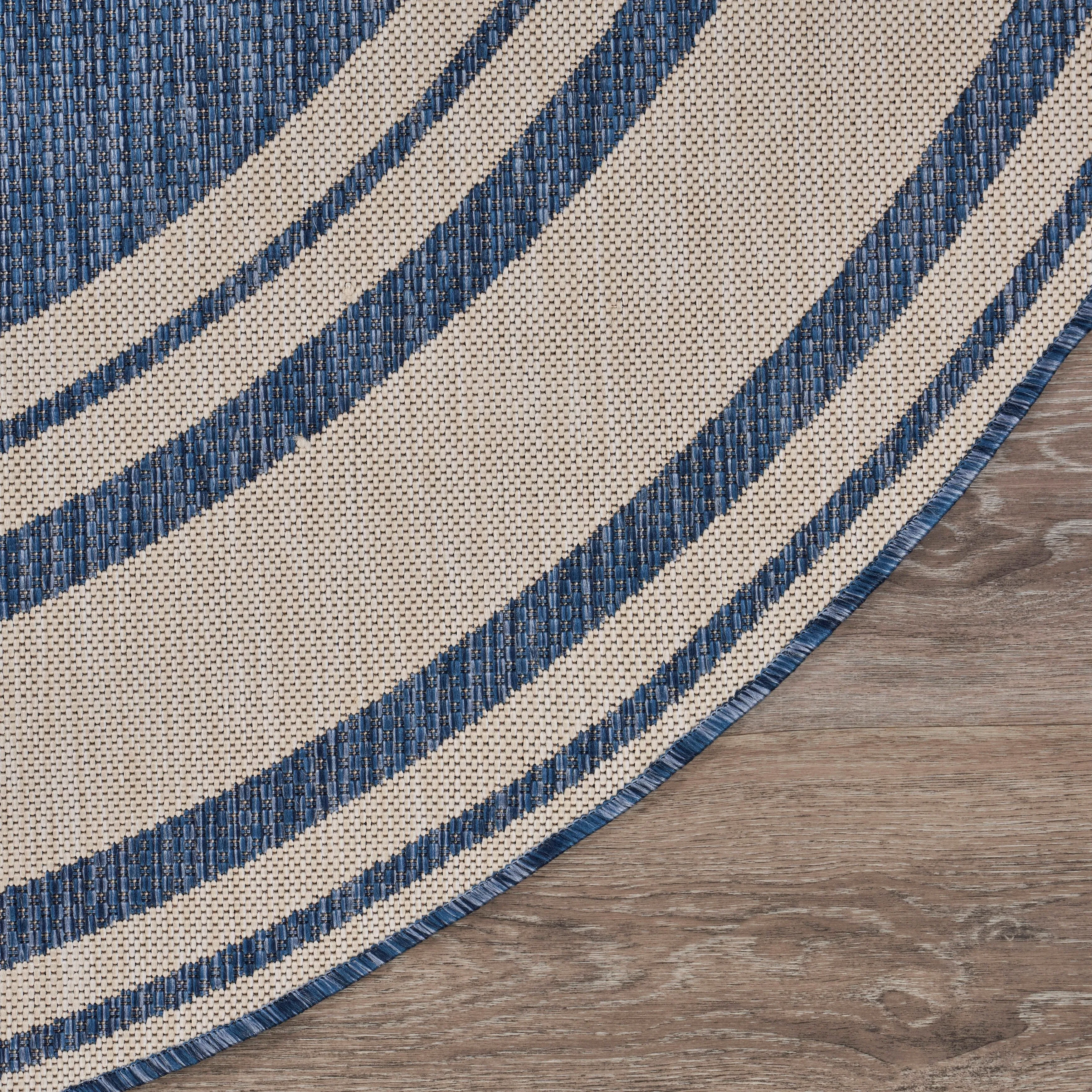 Sevita Navy Blue/White Nautical Navigation Indoor Outdoor Rug