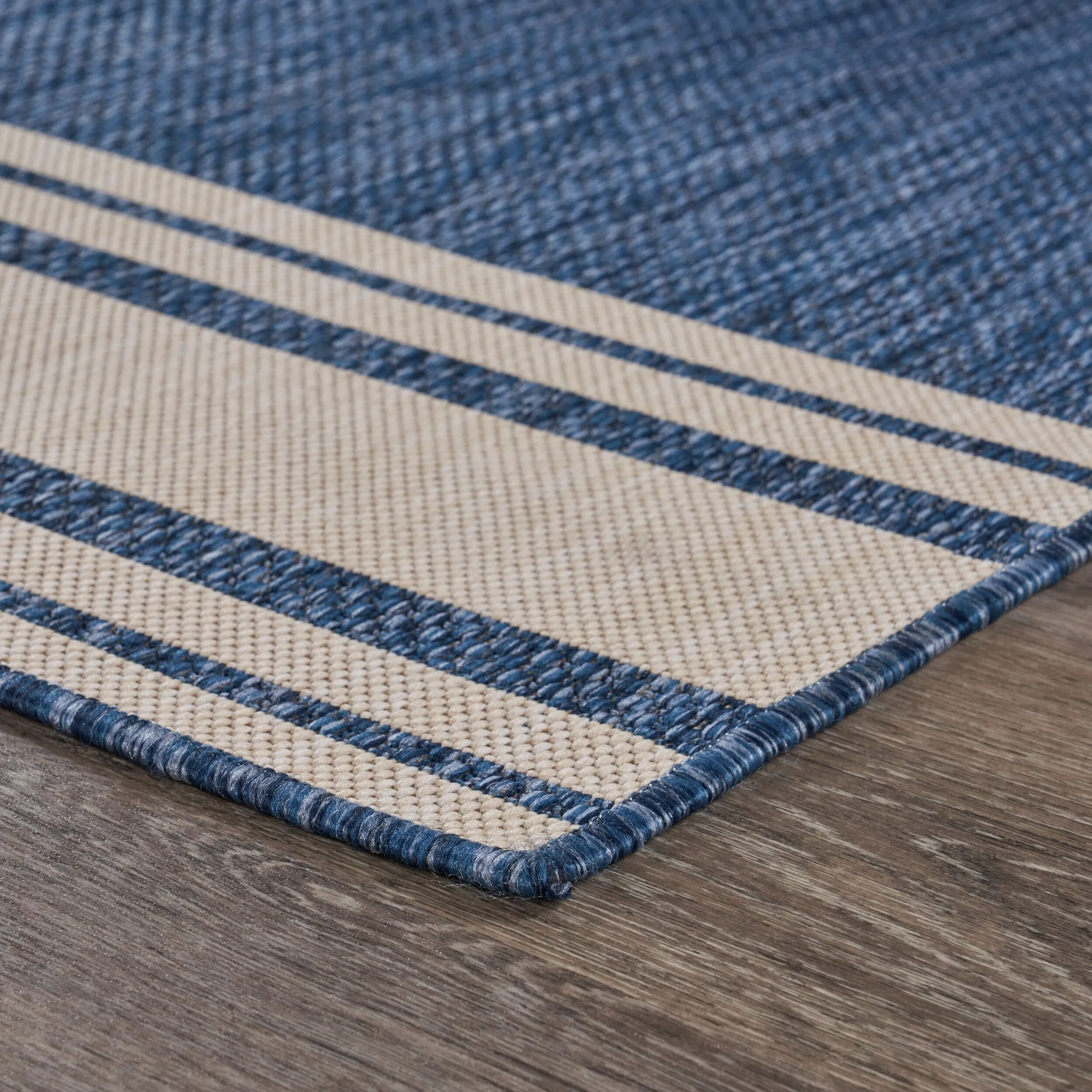 Sevita Navy Blue/White Nautical Navigation Indoor Outdoor Rug