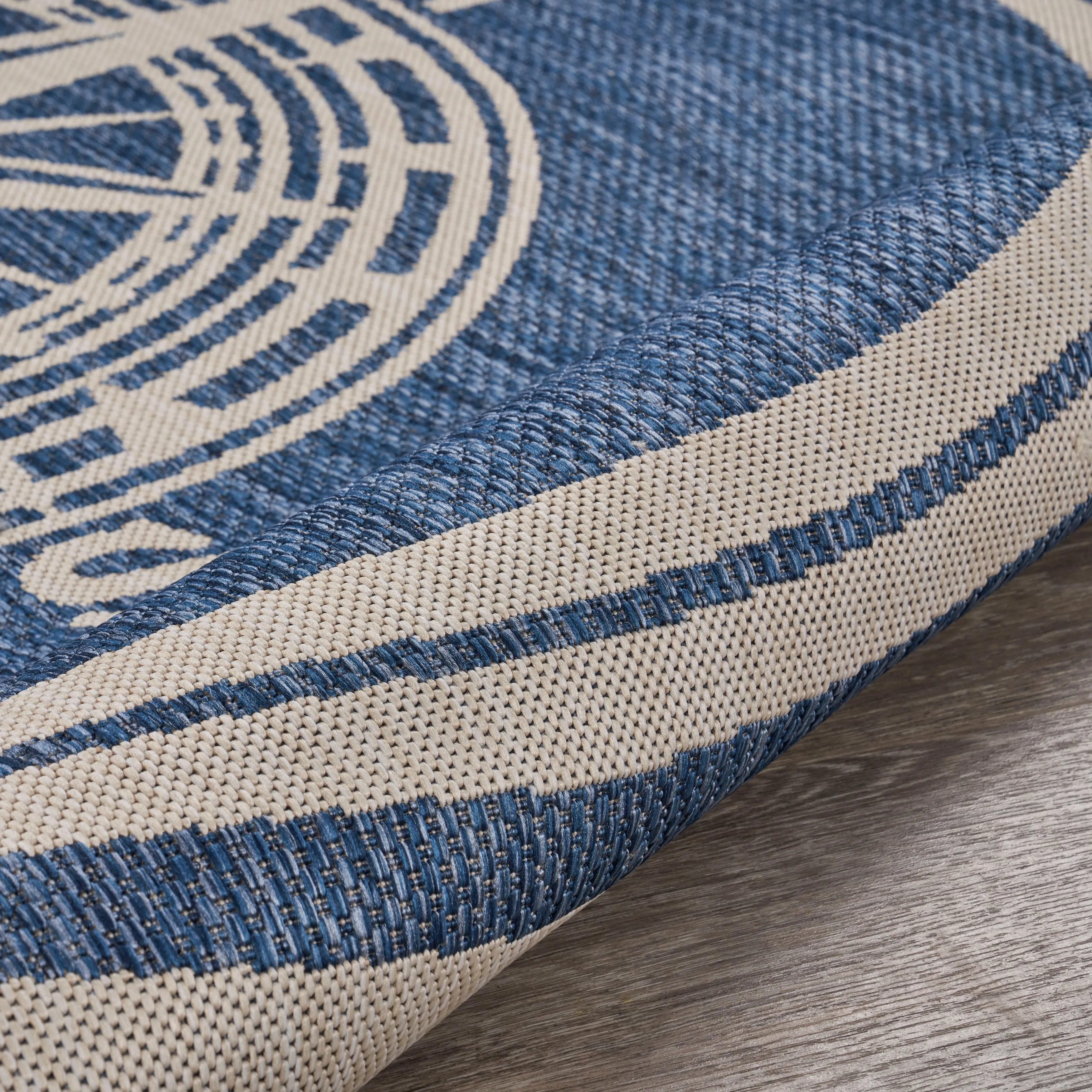Sevita Navy Blue/White Nautical Navigation Indoor Outdoor Rug