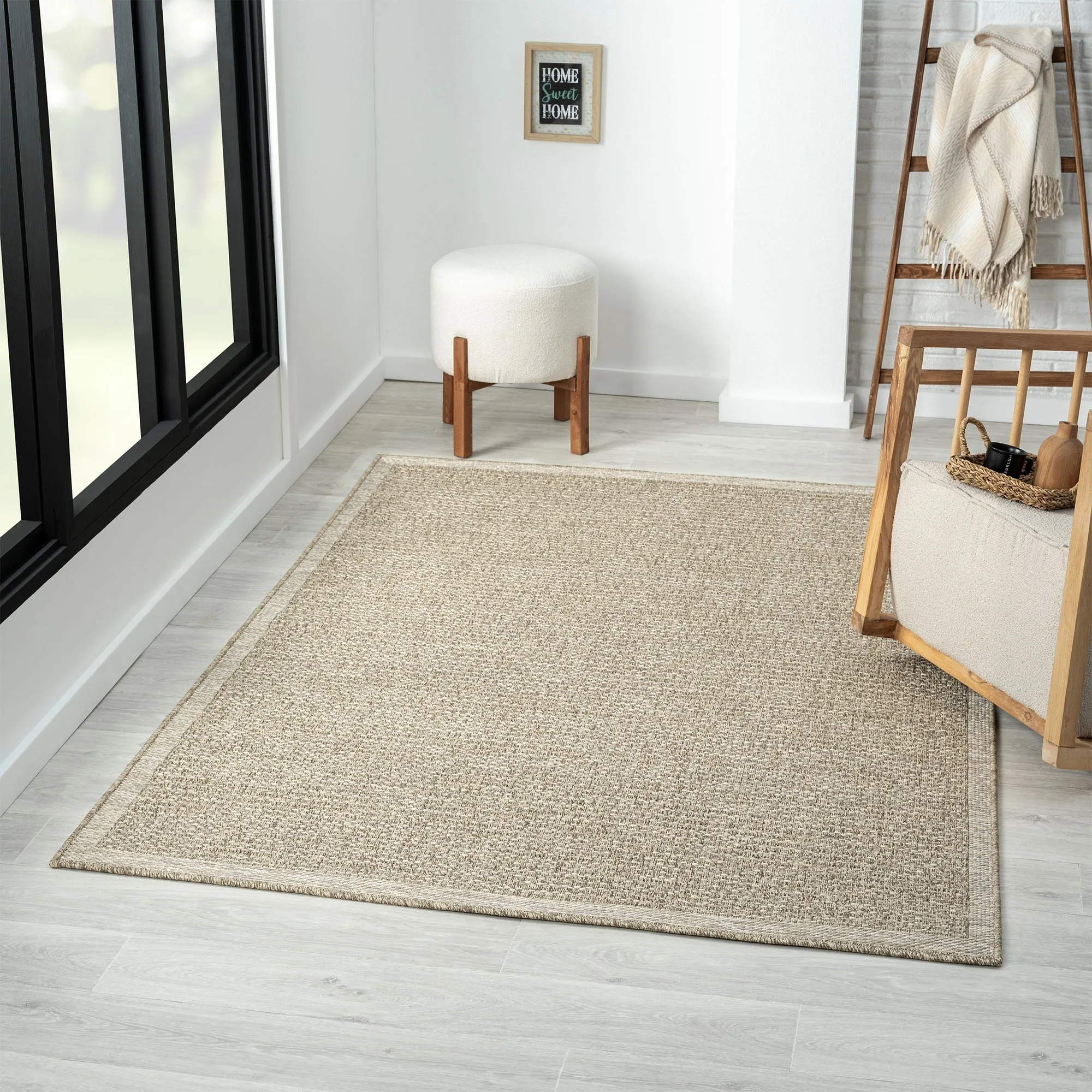Sevita Tan/Brown Modern Solid Indoor Outdoor Area Rug