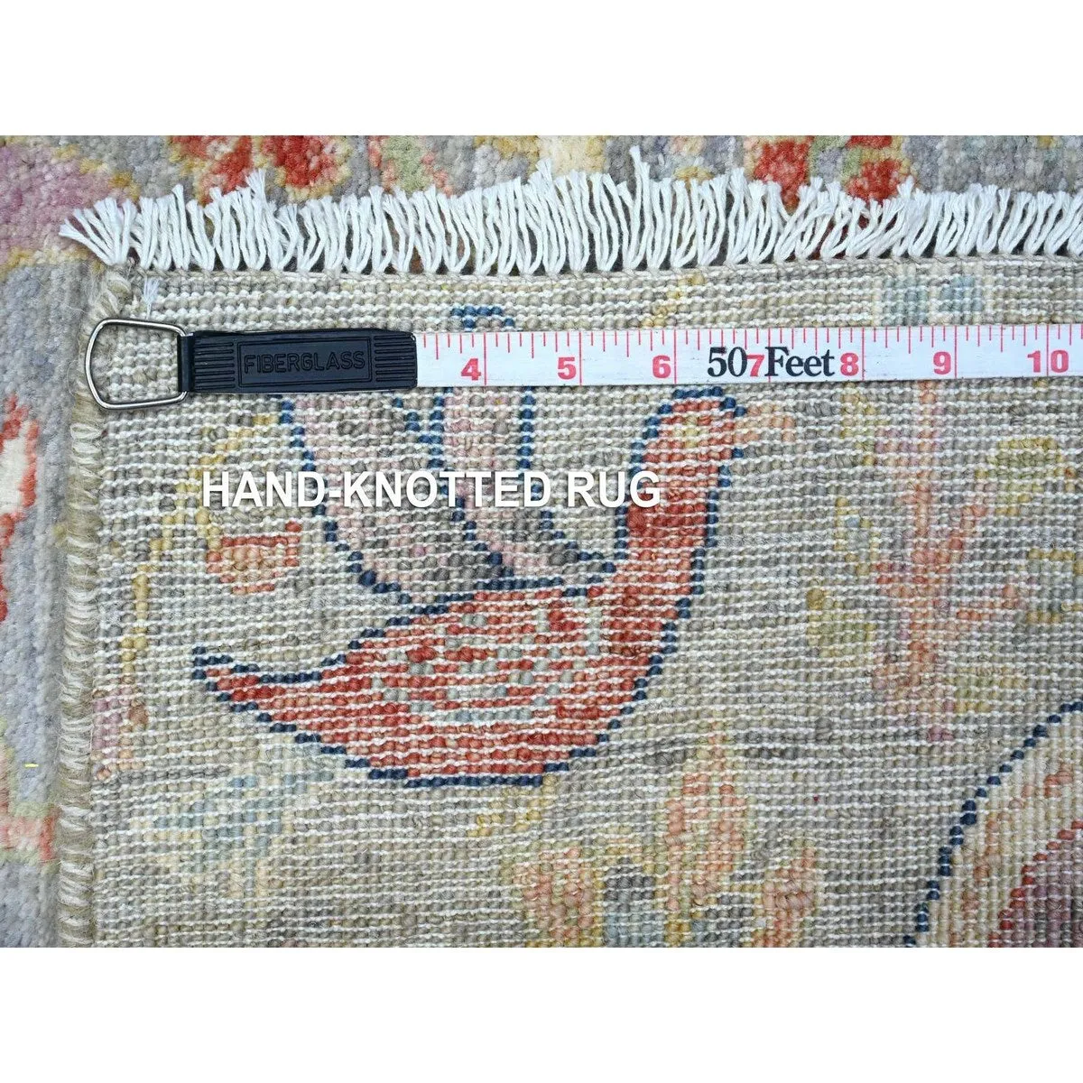 Shahbanu Rugs Oxford Gray All Wool Afghan Peshawar with Birds of Paradise Design Hand Knotted Mat Oriental Rug (2'1x3')